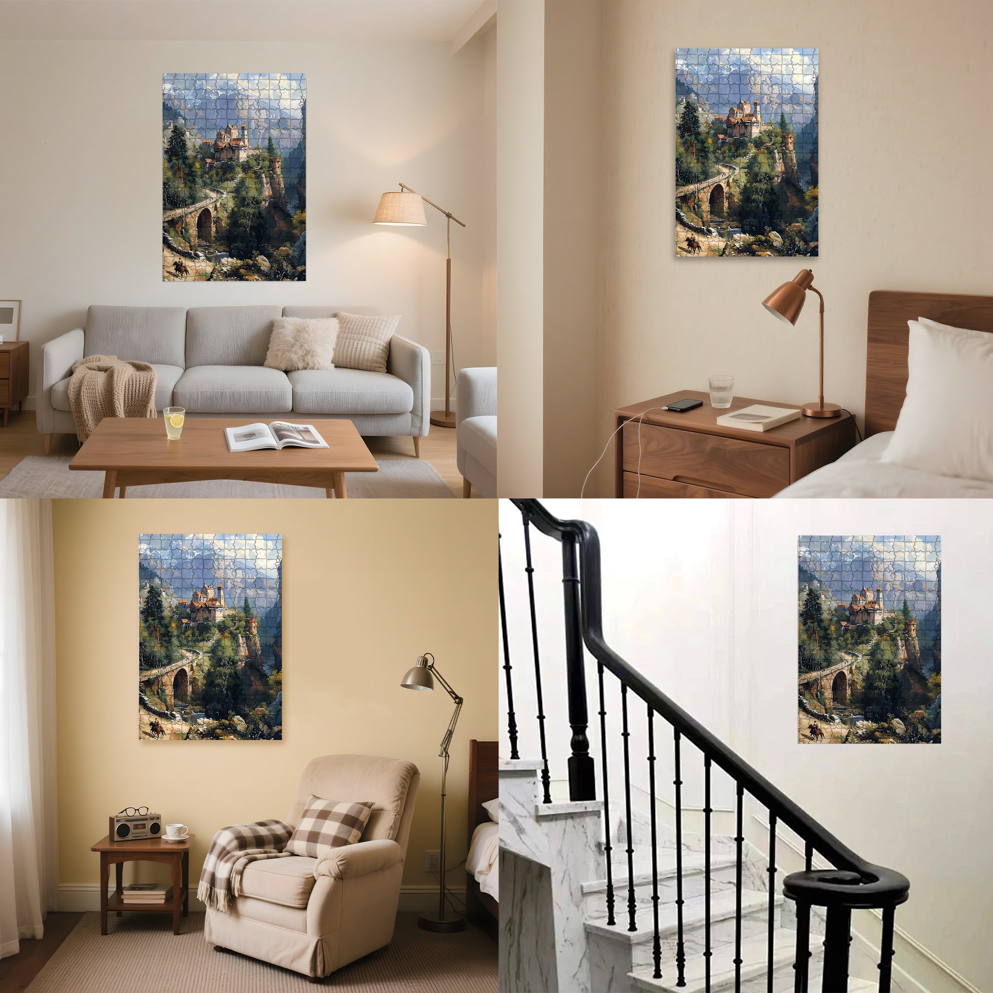 Village & Mountain 500pcs/1000pcs Jigsaw Puzzle, Scratch-Resistant, Interactive Family Game & Brain-Boosting DIY Decor, Perfect for Halloween, Christmas & New Year Gifts, Family Puzzle Game