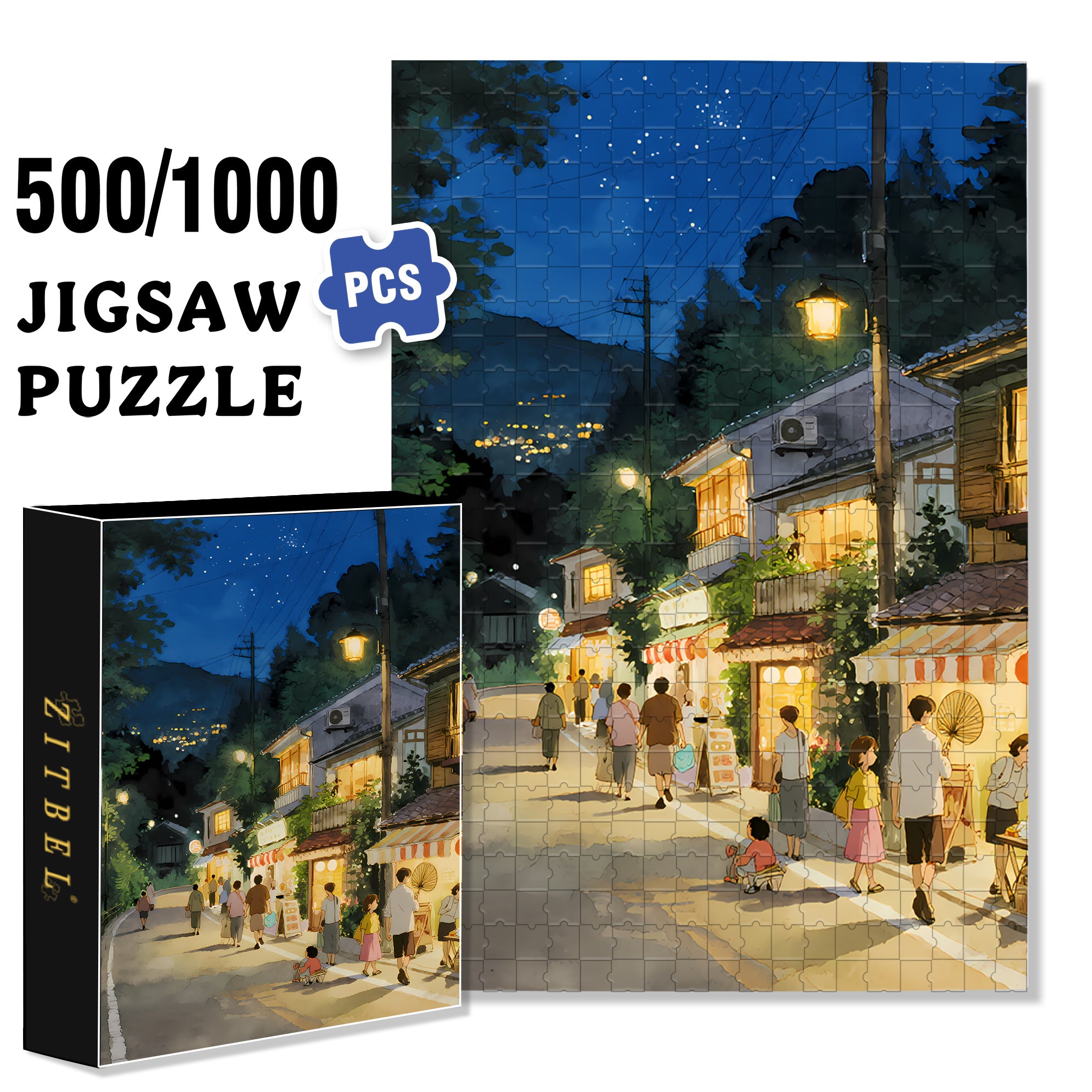 Winding 500pcs/1000pcs Jigsaw Puzzle, Scratch-Resistant, Interactive Family Game & Brain-Boosting DIY Decor, Perfect for Halloween, Christmas & New Year Gifts, Family Puzzle Game