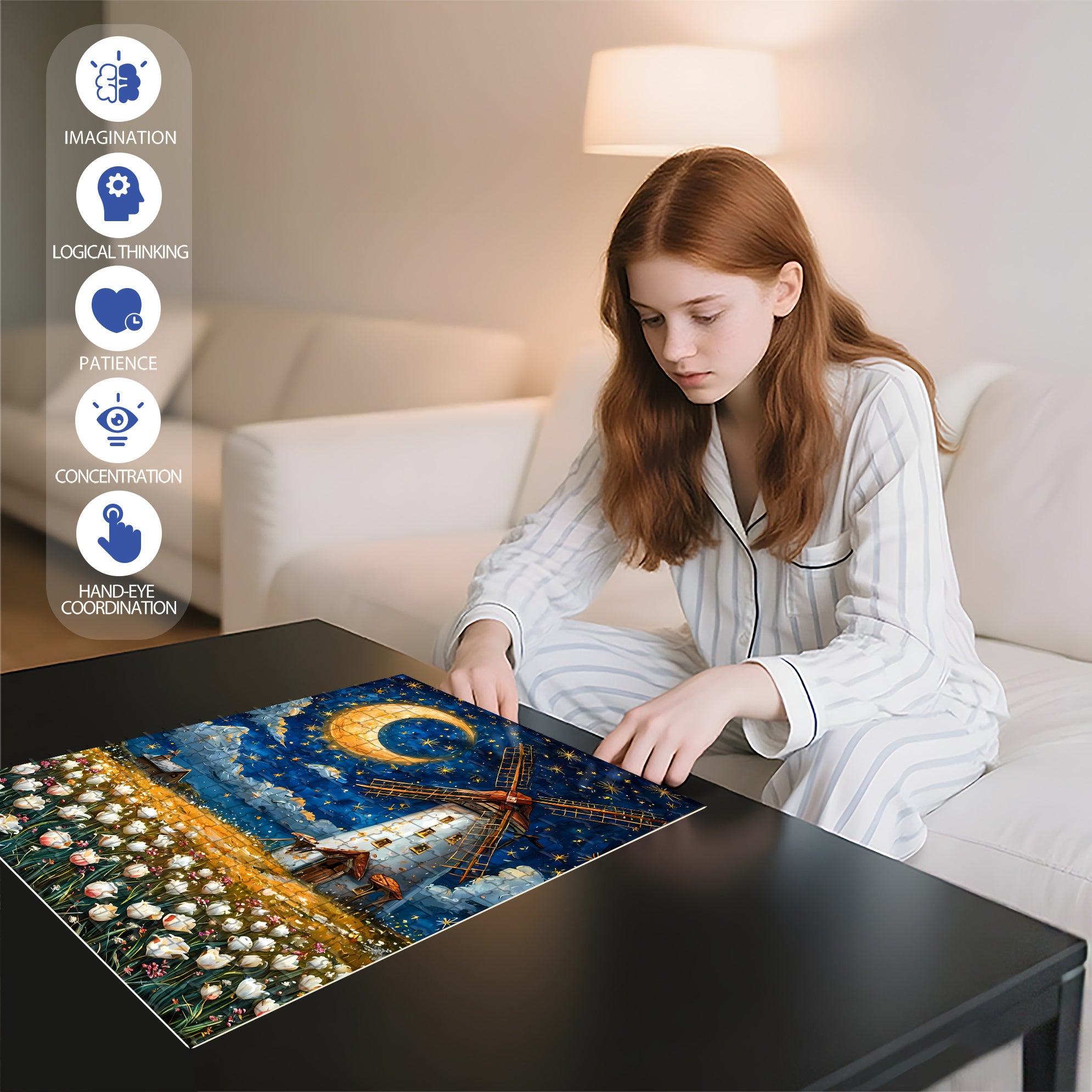 Windmill 500pcs/1000pcs Jigsaw Puzzle, Scratch-Resistant, Interactive Family Game & Brain-Boosting DIY Decor, Perfect for Halloween, Christmas & New Year Gifts, Family Puzzle Game
