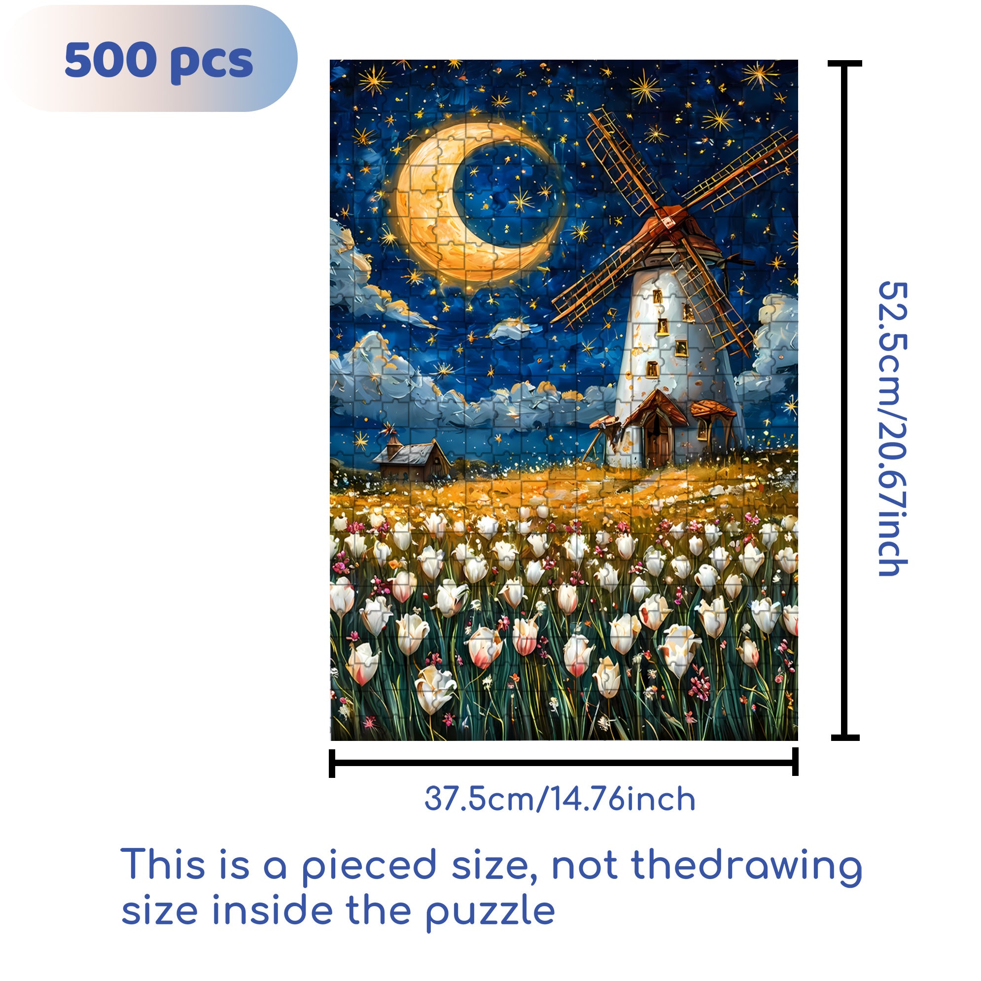 Windmill 500pcs/1000pcs Jigsaw Puzzle, Scratch-Resistant, Interactive Family Game & Brain-Boosting DIY Decor, Perfect for Halloween, Christmas & New Year Gifts, Family Puzzle Game