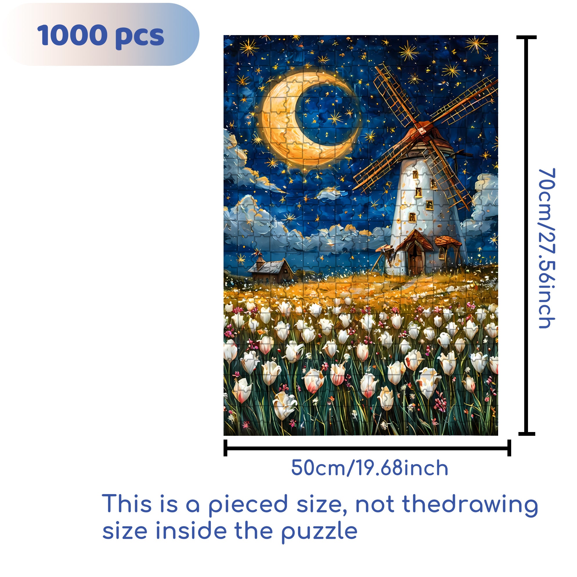 Windmill 500pcs/1000pcs Jigsaw Puzzle, Scratch-Resistant, Interactive Family Game & Brain-Boosting DIY Decor, Perfect for Halloween, Christmas & New Year Gifts, Family Puzzle Game
