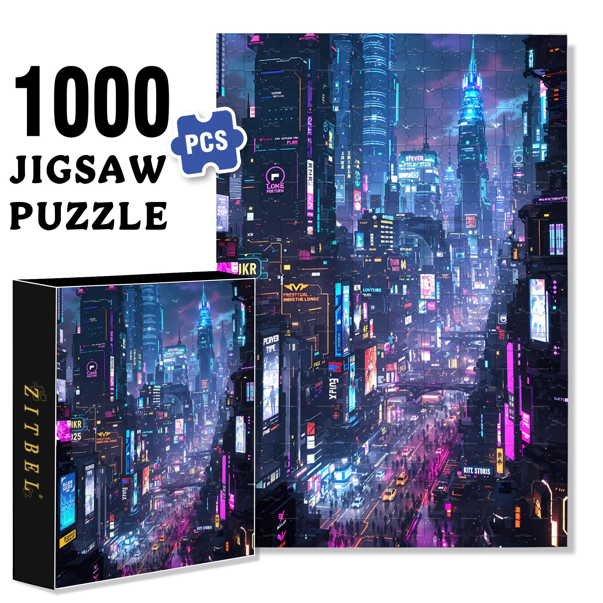 A Futuristic Urban Dream 500pcs/1000pcs Jigsaw Puzzle, Scratch-Resistant, Interactive Family Game & Brain-Boosting DIY Decor, Perfect for Halloween, Christmas & New Year Gifts, Family Puzzle Game