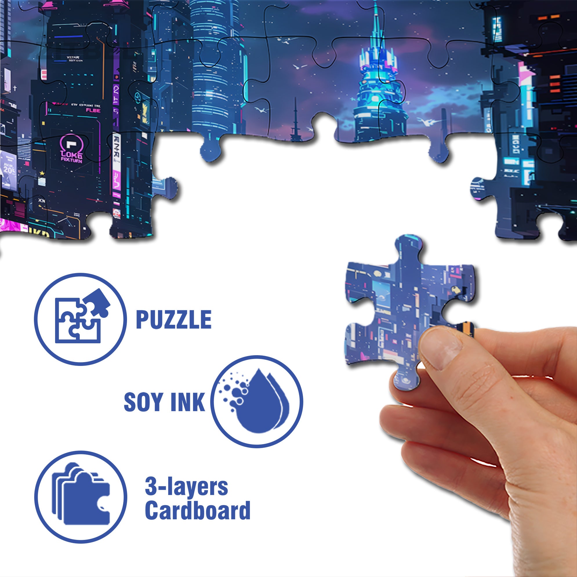 A Futuristic Urban Dream 500pcs/1000pcs Jigsaw Puzzle, Scratch-Resistant, Interactive Family Game & Brain-Boosting DIY Decor, Perfect for Halloween, Christmas & New Year Gifts, Family Puzzle Game