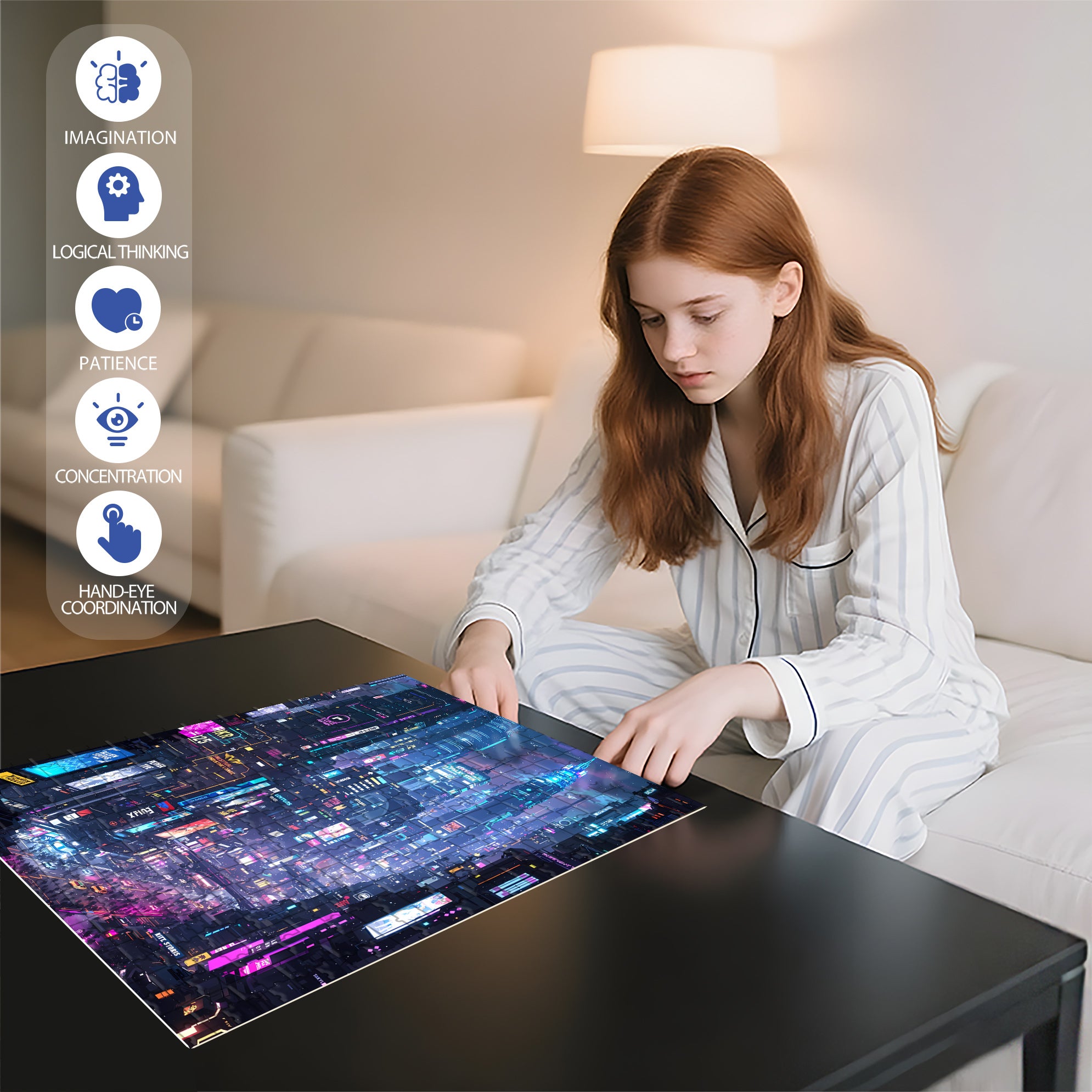 A Futuristic Urban Dream 500pcs/1000pcs Jigsaw Puzzle, Scratch-Resistant, Interactive Family Game & Brain-Boosting DIY Decor, Perfect for Halloween, Christmas & New Year Gifts, Family Puzzle Game
