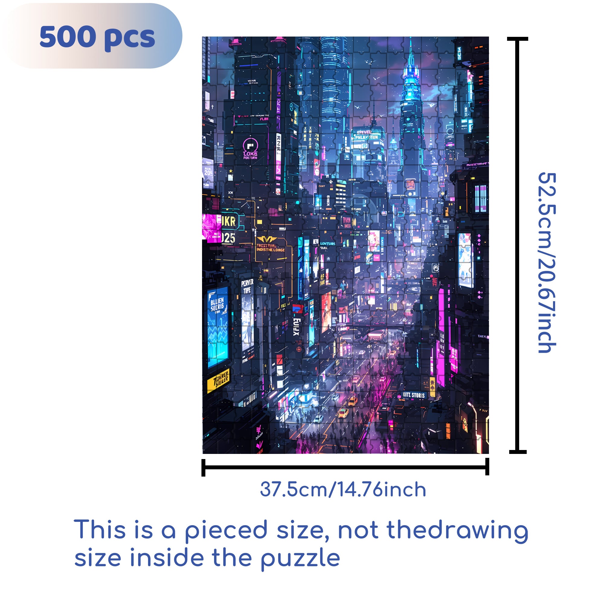 A Futuristic Urban Dream 500pcs/1000pcs Jigsaw Puzzle, Scratch-Resistant, Interactive Family Game & Brain-Boosting DIY Decor, Perfect for Halloween, Christmas & New Year Gifts, Family Puzzle Game