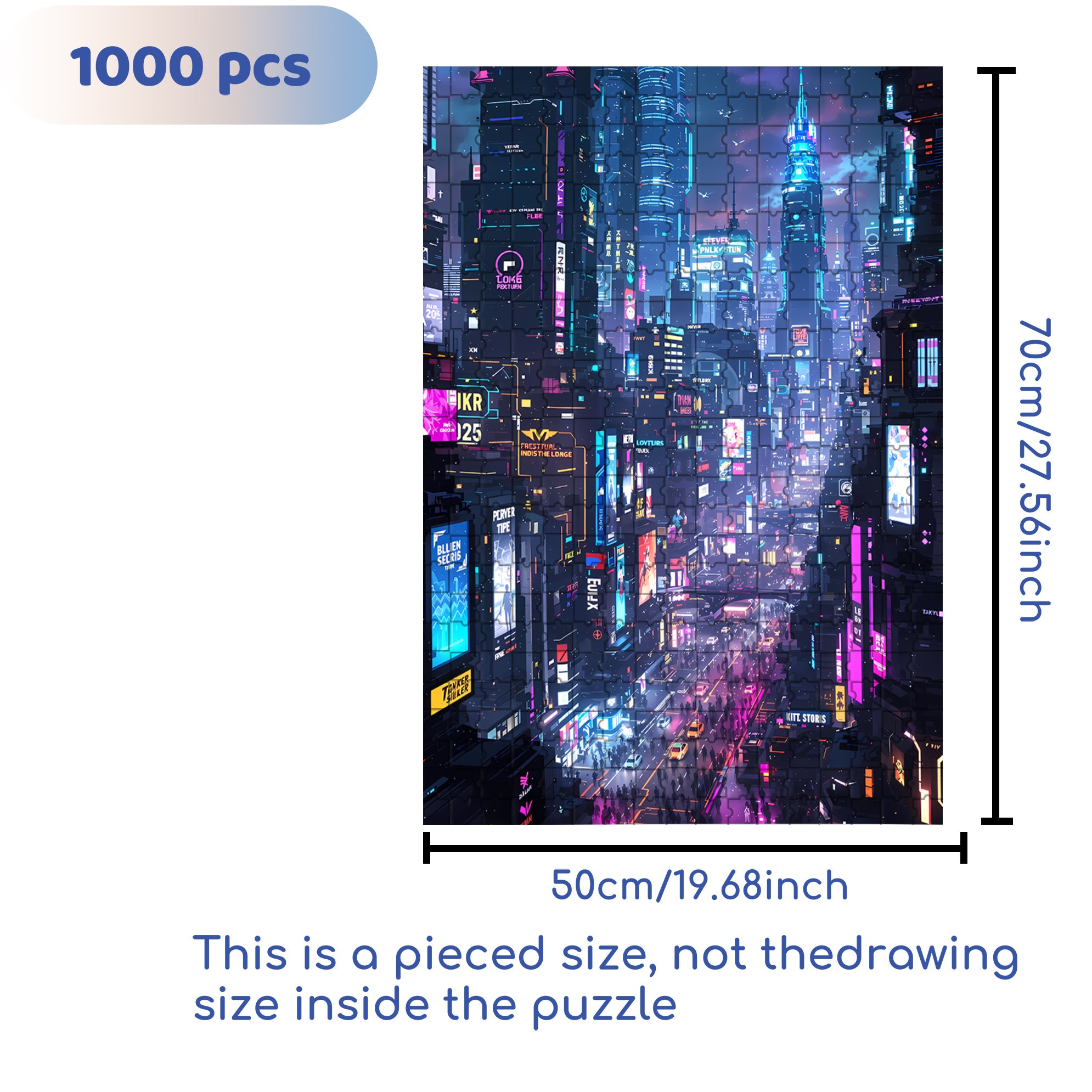 A Futuristic Urban Dream 500pcs/1000pcs Jigsaw Puzzle, Scratch-Resistant, Interactive Family Game & Brain-Boosting DIY Decor, Perfect for Halloween, Christmas & New Year Gifts, Family Puzzle Game