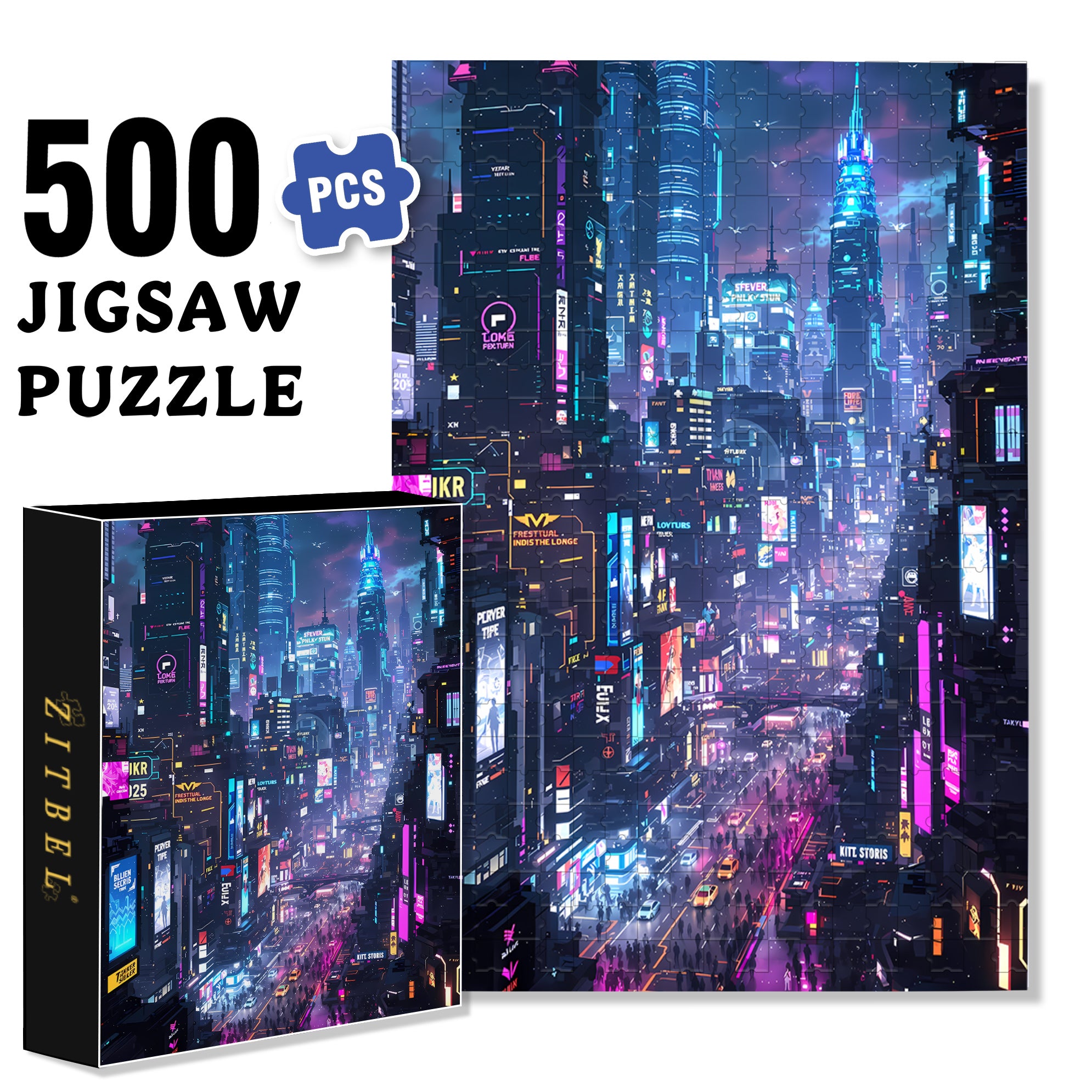 A Futuristic Urban Dream 500pcs/1000pcs Jigsaw Puzzle, Scratch-Resistant, Interactive Family Game & Brain-Boosting DIY Decor, Perfect for Halloween, Christmas & New Year Gifts, Family Puzzle Game