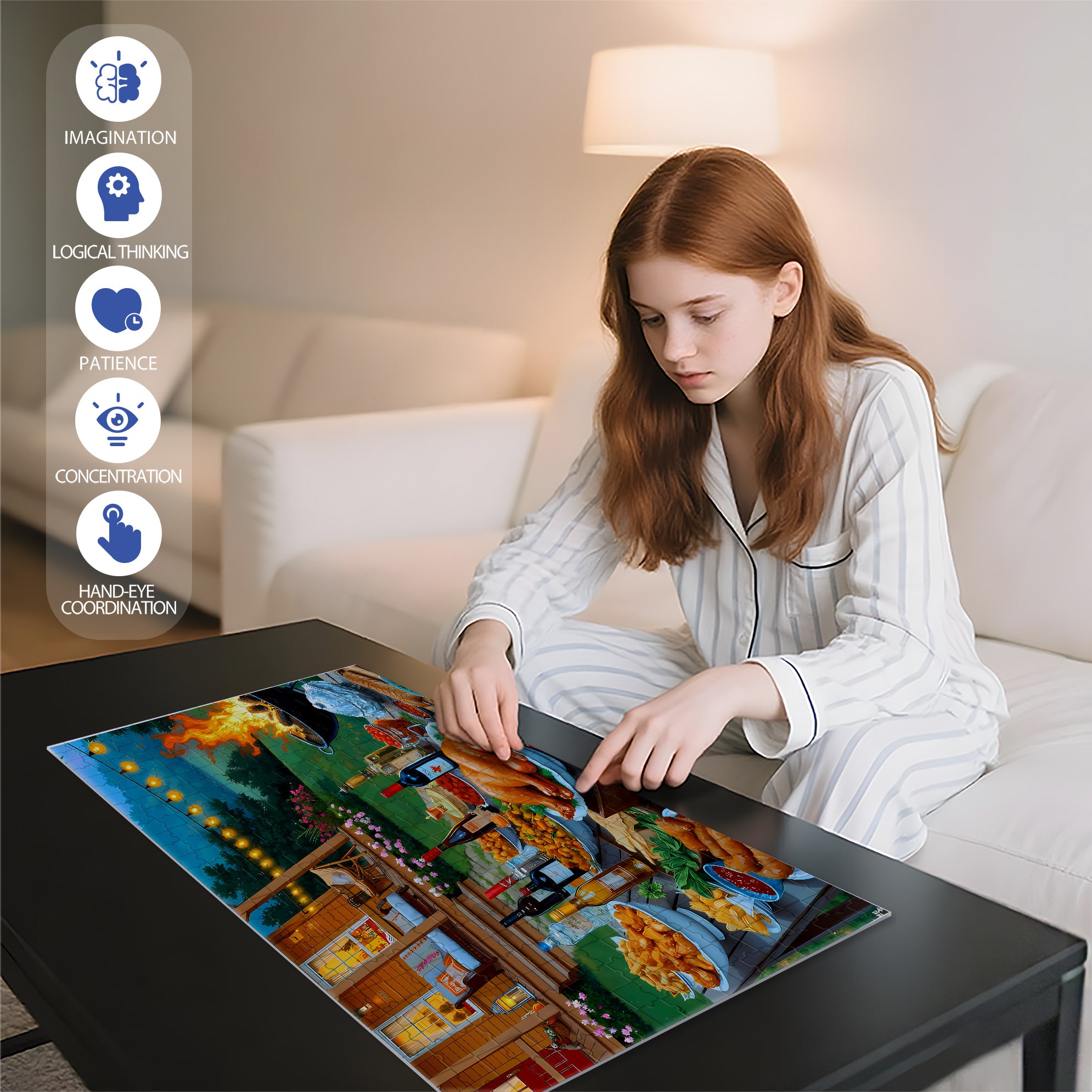 A Rich Dinner 500pcs/1000pcs Jigsaw Puzzle, Scratch-Resistant, Interactive Family Game & Brain-Boosting DIY Decor, Perfect for Halloween, Christmas & New Year Gifts, Family Puzzle Game