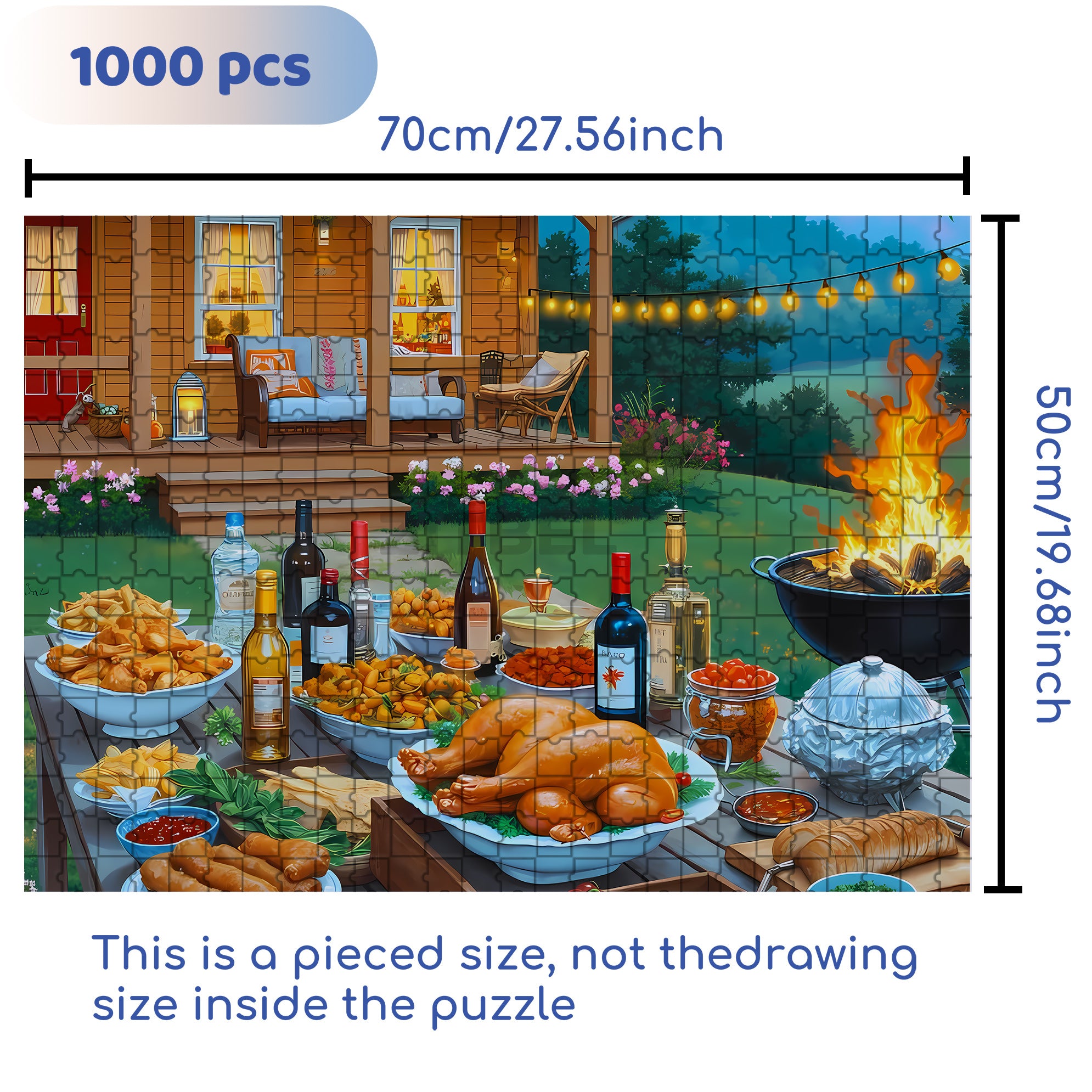 A Rich Dinner 500pcs/1000pcs Jigsaw Puzzle, Scratch-Resistant, Interactive Family Game & Brain-Boosting DIY Decor, Perfect for Halloween, Christmas & New Year Gifts, Family Puzzle Game