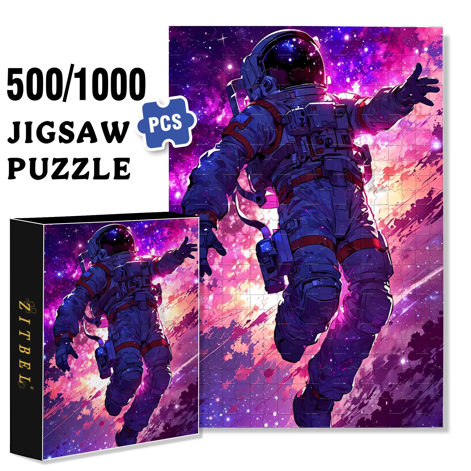 Astronaut 500pcs/1000pcs Jigsaw Puzzle, Scratch-Resistant, Interactive Family Game & Brain-Boosting DIY Decor, Perfect for Halloween, Christmas & New Year Gifts, Family Puzzle Game