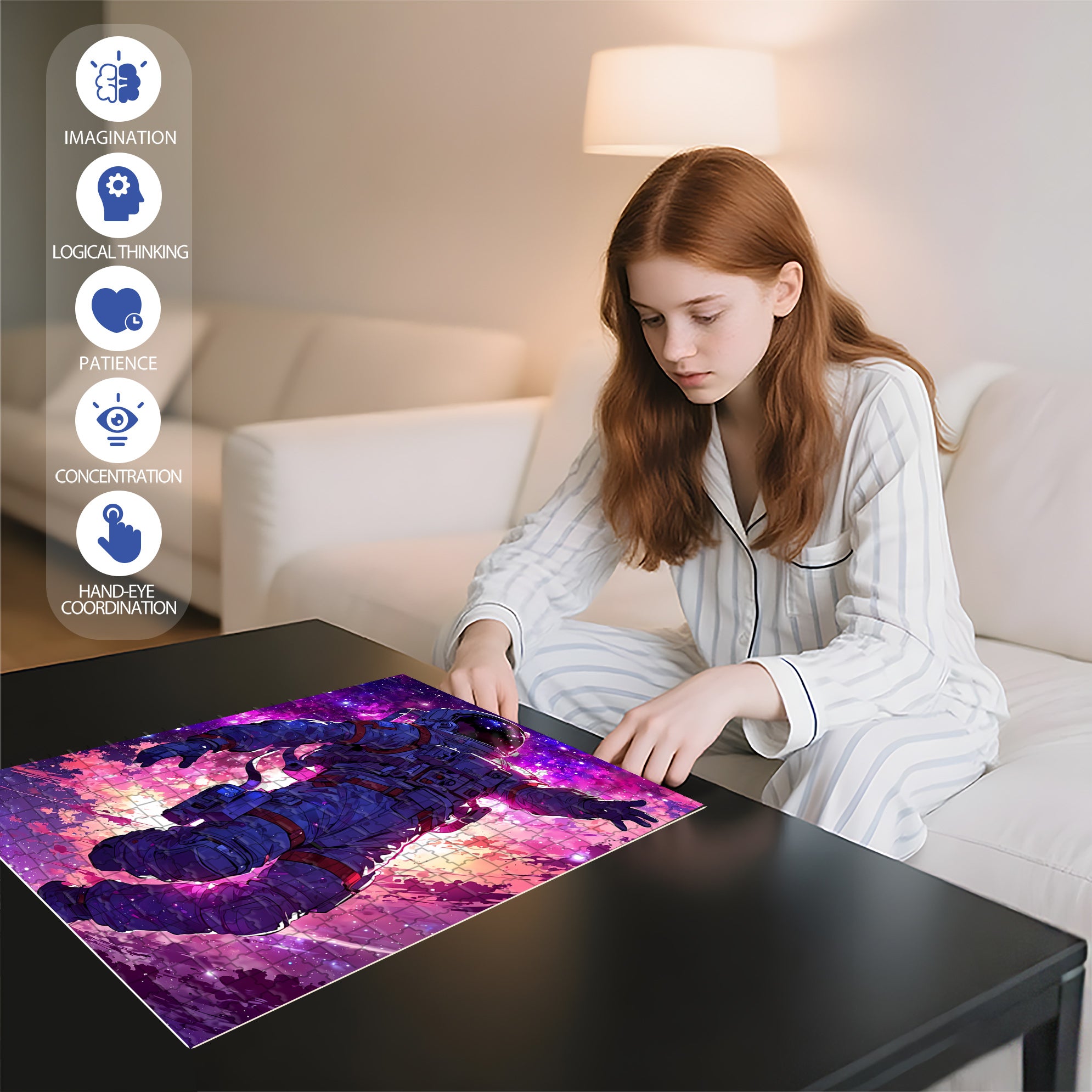 Astronaut 500pcs/1000pcs Jigsaw Puzzle, Scratch-Resistant, Interactive Family Game & Brain-Boosting DIY Decor, Perfect for Halloween, Christmas & New Year Gifts, Family Puzzle Game