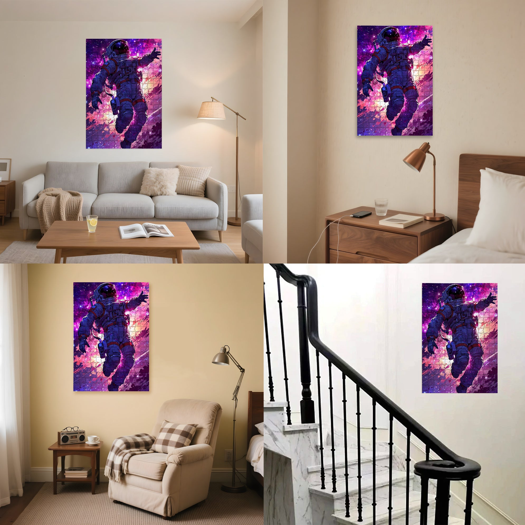 Astronaut 500pcs/1000pcs Jigsaw Puzzle, Scratch-Resistant, Interactive Family Game & Brain-Boosting DIY Decor, Perfect for Halloween, Christmas & New Year Gifts, Family Puzzle Game