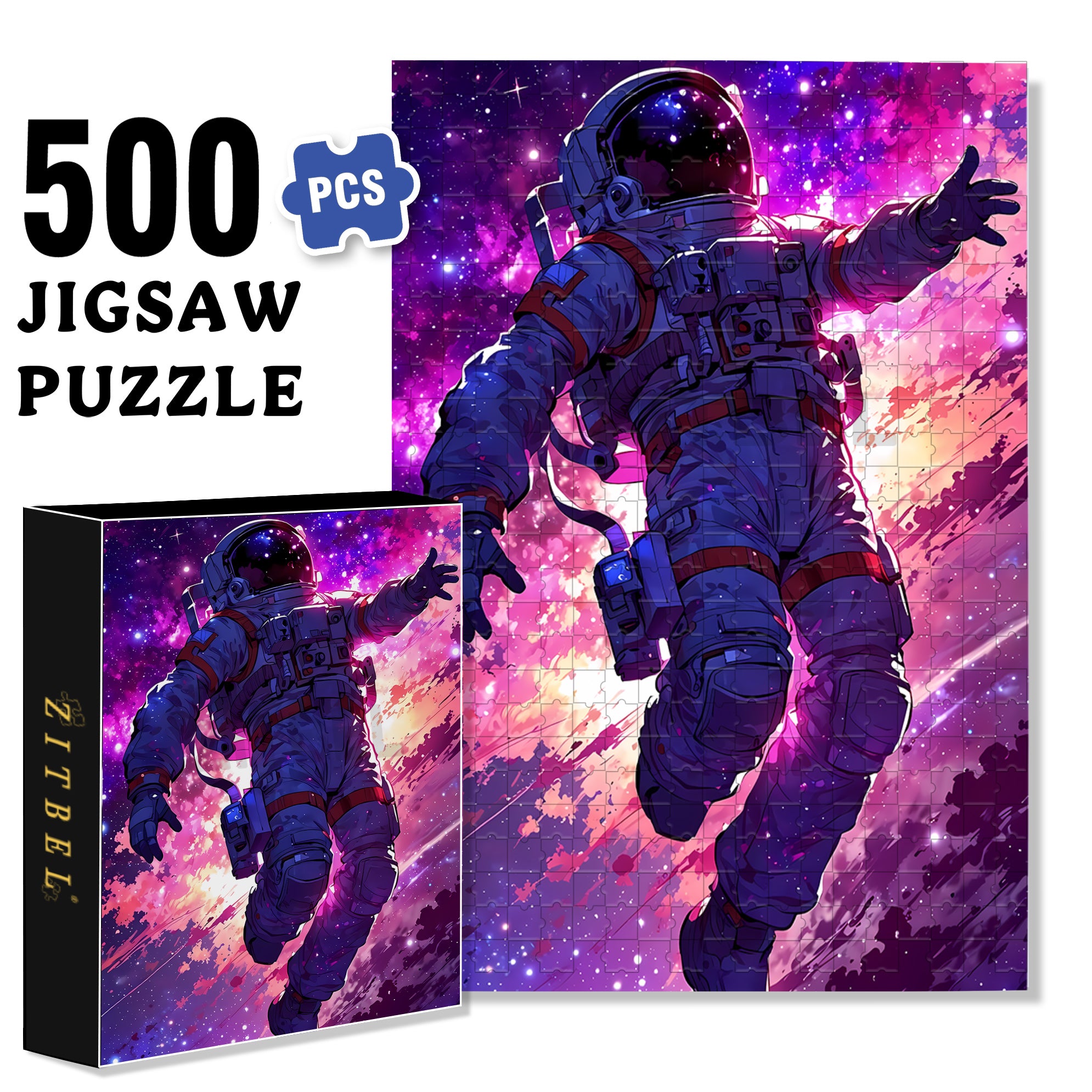 Astronaut 500pcs/1000pcs Jigsaw Puzzle, Scratch-Resistant, Interactive Family Game & Brain-Boosting DIY Decor, Perfect for Halloween, Christmas & New Year Gifts, Family Puzzle Game