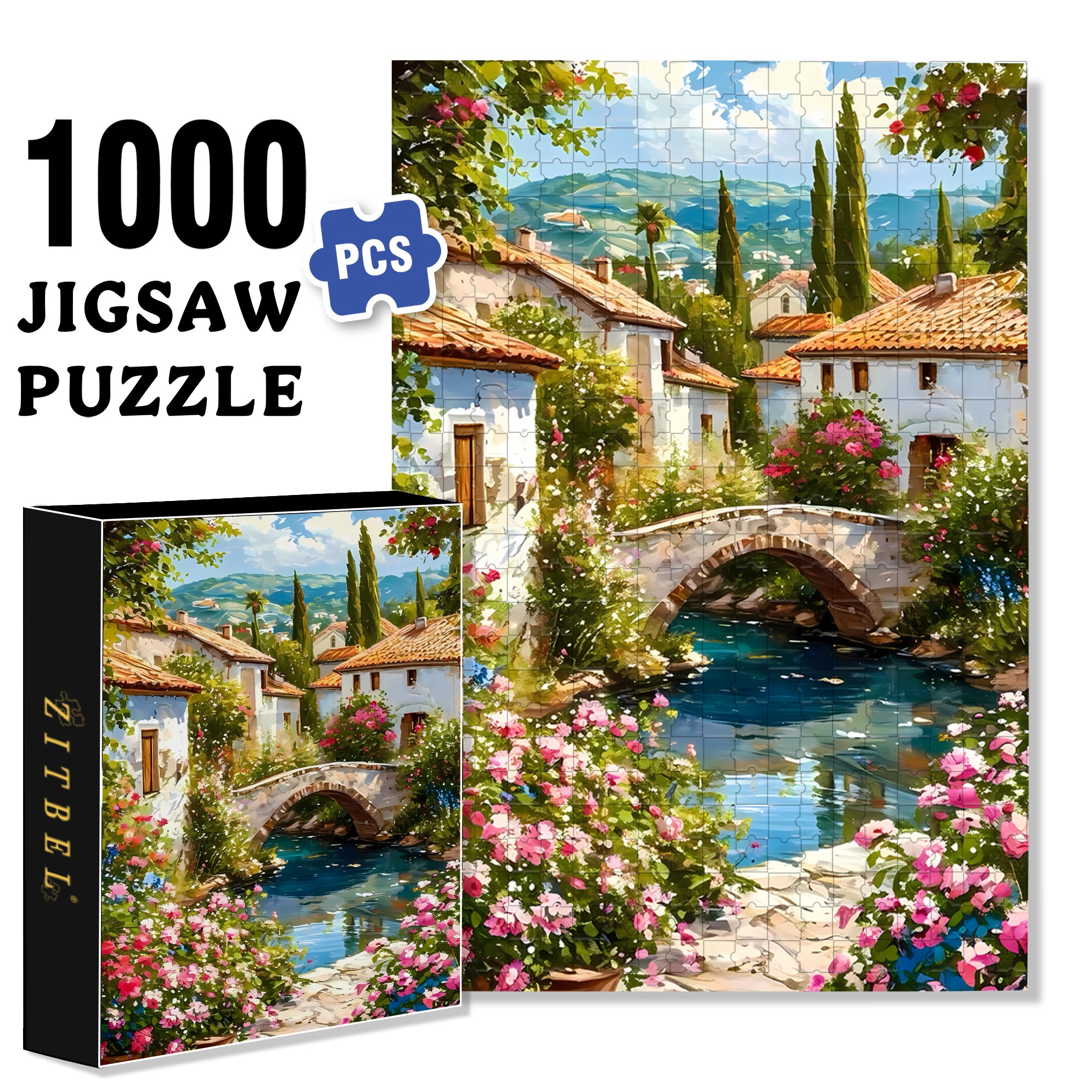 Beautiful Countryside 500pcs/1000pcs Jigsaw Puzzle, Scratch-Resistant, Interactive Family Game & Brain-Boosting DIY Decor, Perfect for Halloween, Christmas & New Year Gifts, Family Puzzle Game