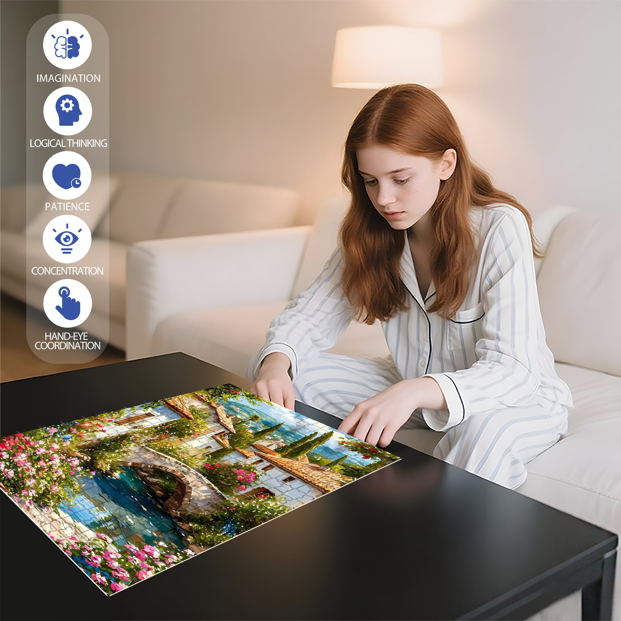 Beautiful Countryside 500pcs/1000pcs Jigsaw Puzzle, Scratch-Resistant, Interactive Family Game & Brain-Boosting DIY Decor, Perfect for Halloween, Christmas & New Year Gifts, Family Puzzle Game