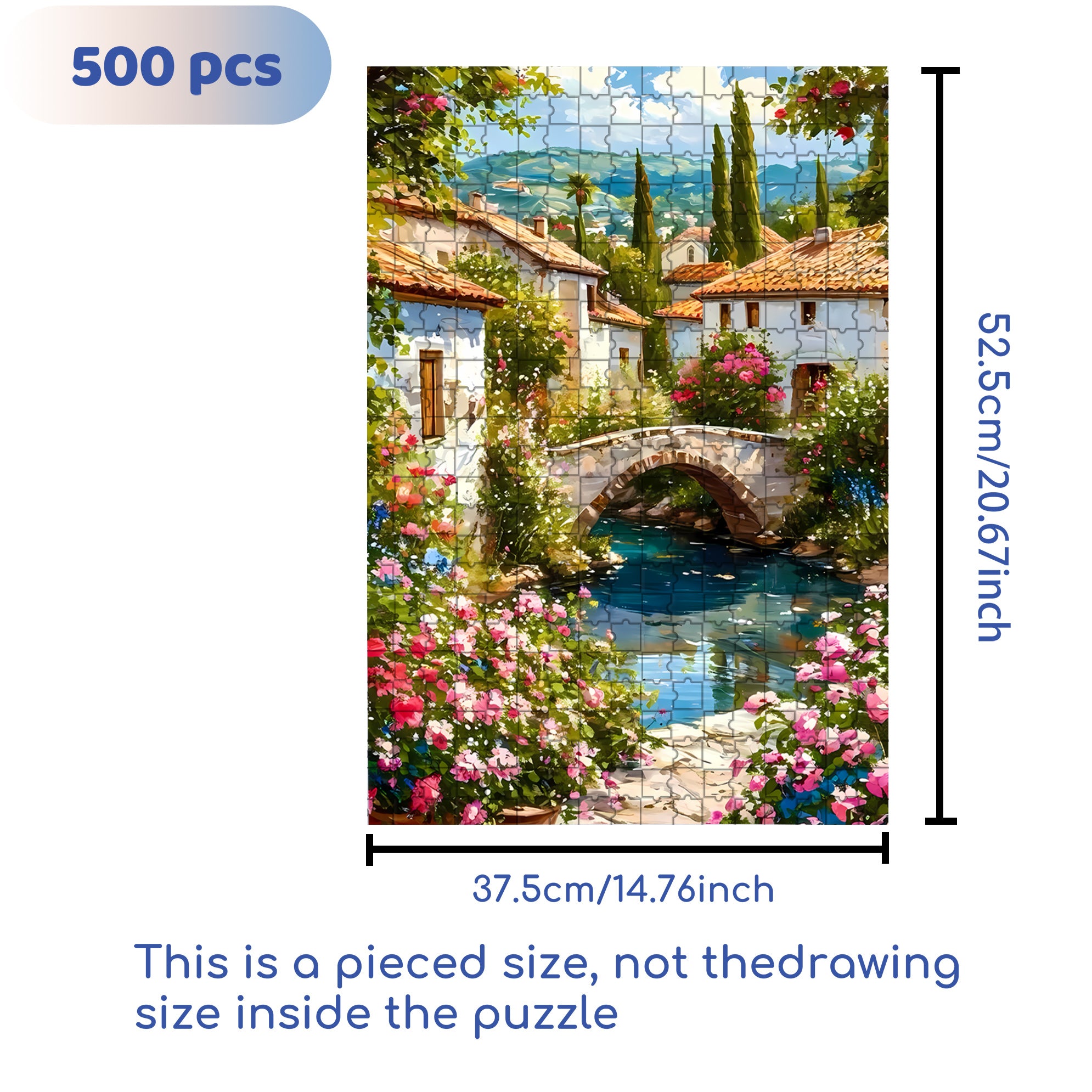 Beautiful Countryside 500pcs/1000pcs Jigsaw Puzzle, Scratch-Resistant, Interactive Family Game & Brain-Boosting DIY Decor, Perfect for Halloween, Christmas & New Year Gifts, Family Puzzle Game