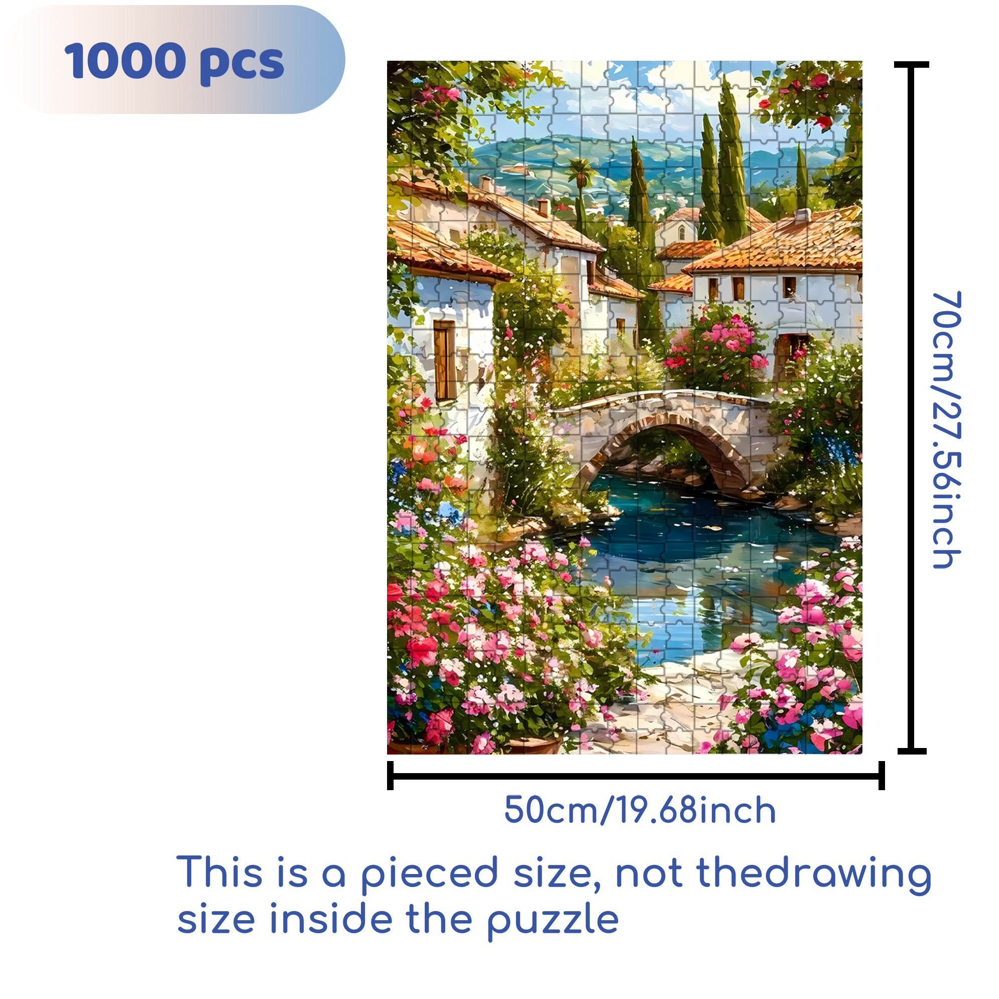 Beautiful Countryside 500pcs/1000pcs Jigsaw Puzzle, Scratch-Resistant, Interactive Family Game & Brain-Boosting DIY Decor, Perfect for Halloween, Christmas & New Year Gifts, Family Puzzle Game