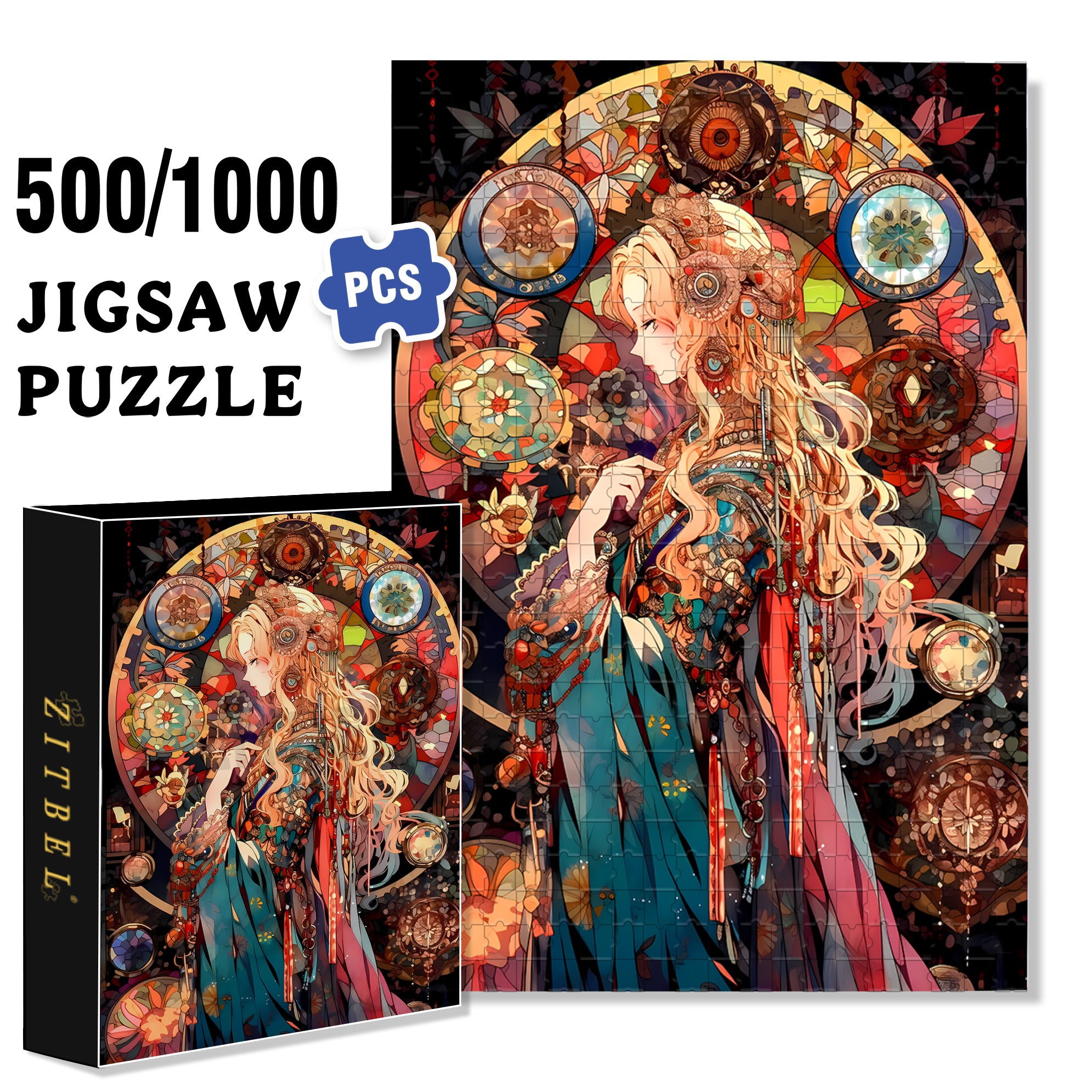 Beauty Picture 500pcs/1000pcs Jigsaw Puzzle, Scratch-Resistant, Interactive Family Game & Brain-Boosting DIY Decor, Perfect for Halloween, Christmas & New Year Gifts, Family Puzzle Game