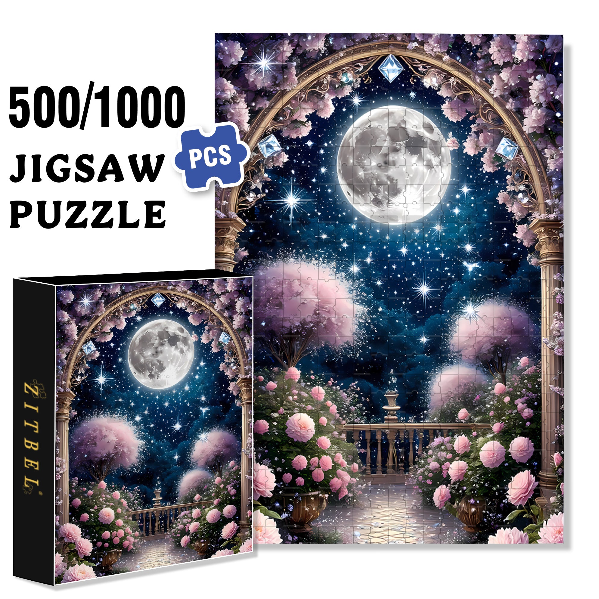 Bright Night 500pcs/1000pcs Jigsaw Puzzle, Scratch-Resistant, Interactive Family Game & Brain-Boosting DIY Decor, Perfect for Halloween, Christmas & New Year Gifts, Family Puzzle Game