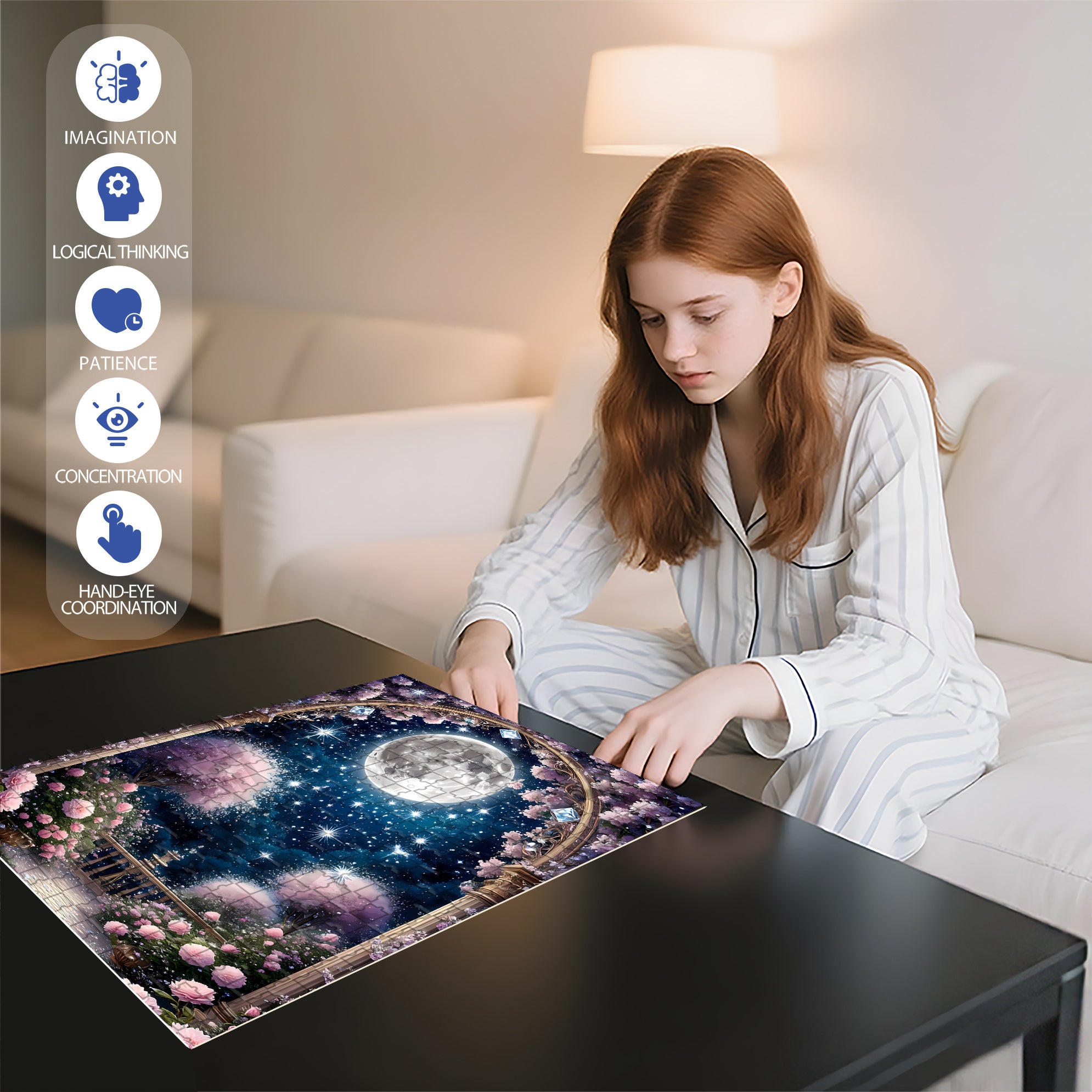 Bright Night 500pcs/1000pcs Jigsaw Puzzle, Scratch-Resistant, Interactive Family Game & Brain-Boosting DIY Decor, Perfect for Halloween, Christmas & New Year Gifts, Family Puzzle Game