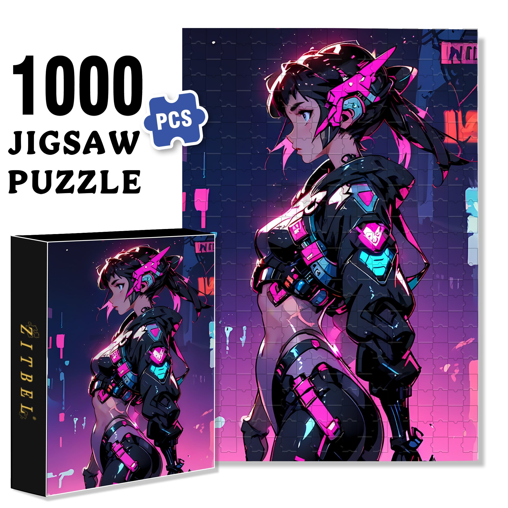 Cool Girl 500pcs/1000pcs Jigsaw Puzzle, Scratch-Resistant, Interactive Family Game & Brain-Boosting DIY Decor, Perfect for Halloween, Christmas & New Year Gifts, Family Puzzle Game