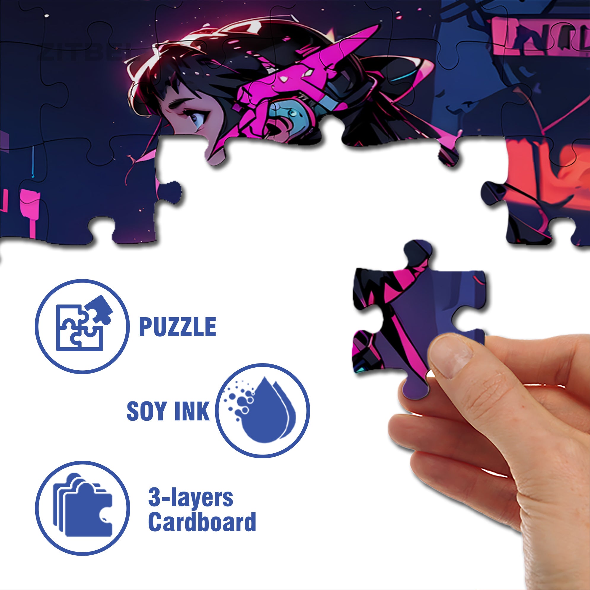 Cool Girl 500pcs/1000pcs Jigsaw Puzzle, Scratch-Resistant, Interactive Family Game & Brain-Boosting DIY Decor, Perfect for Halloween, Christmas & New Year Gifts, Family Puzzle Game