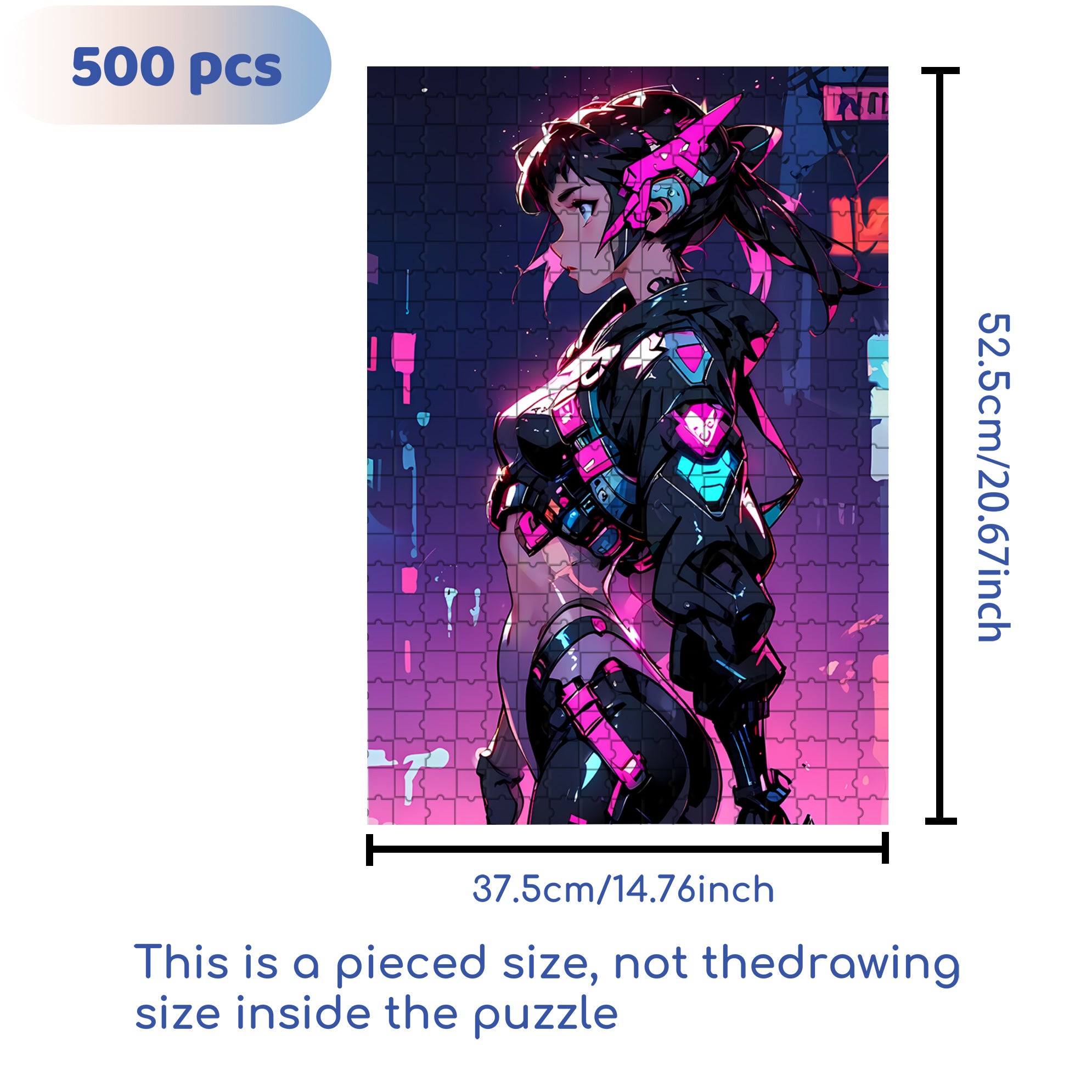 Cool Girl 500pcs/1000pcs Jigsaw Puzzle, Scratch-Resistant, Interactive Family Game & Brain-Boosting DIY Decor, Perfect for Halloween, Christmas & New Year Gifts, Family Puzzle Game