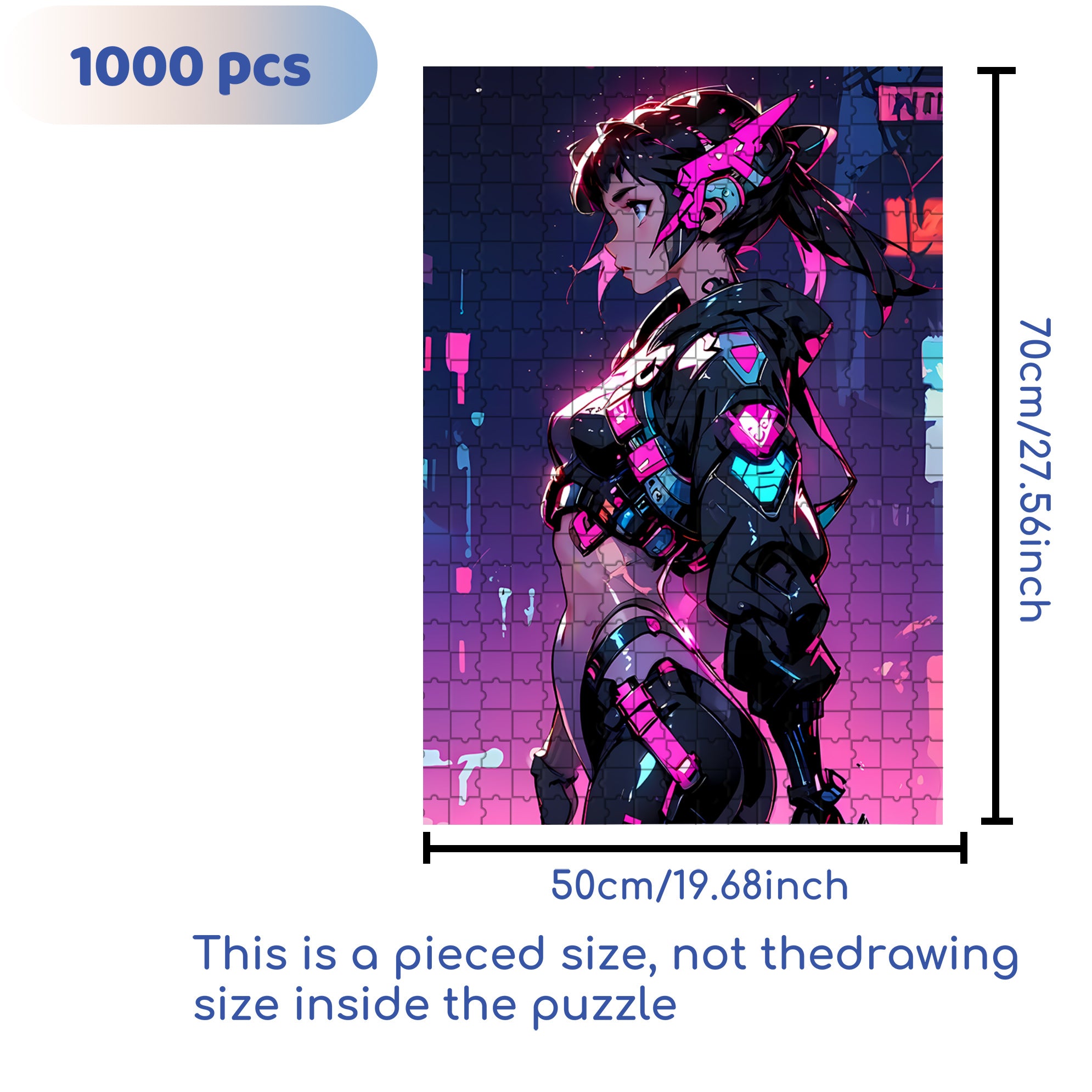 Cool Girl 500pcs/1000pcs Jigsaw Puzzle, Scratch-Resistant, Interactive Family Game & Brain-Boosting DIY Decor, Perfect for Halloween, Christmas & New Year Gifts, Family Puzzle Game