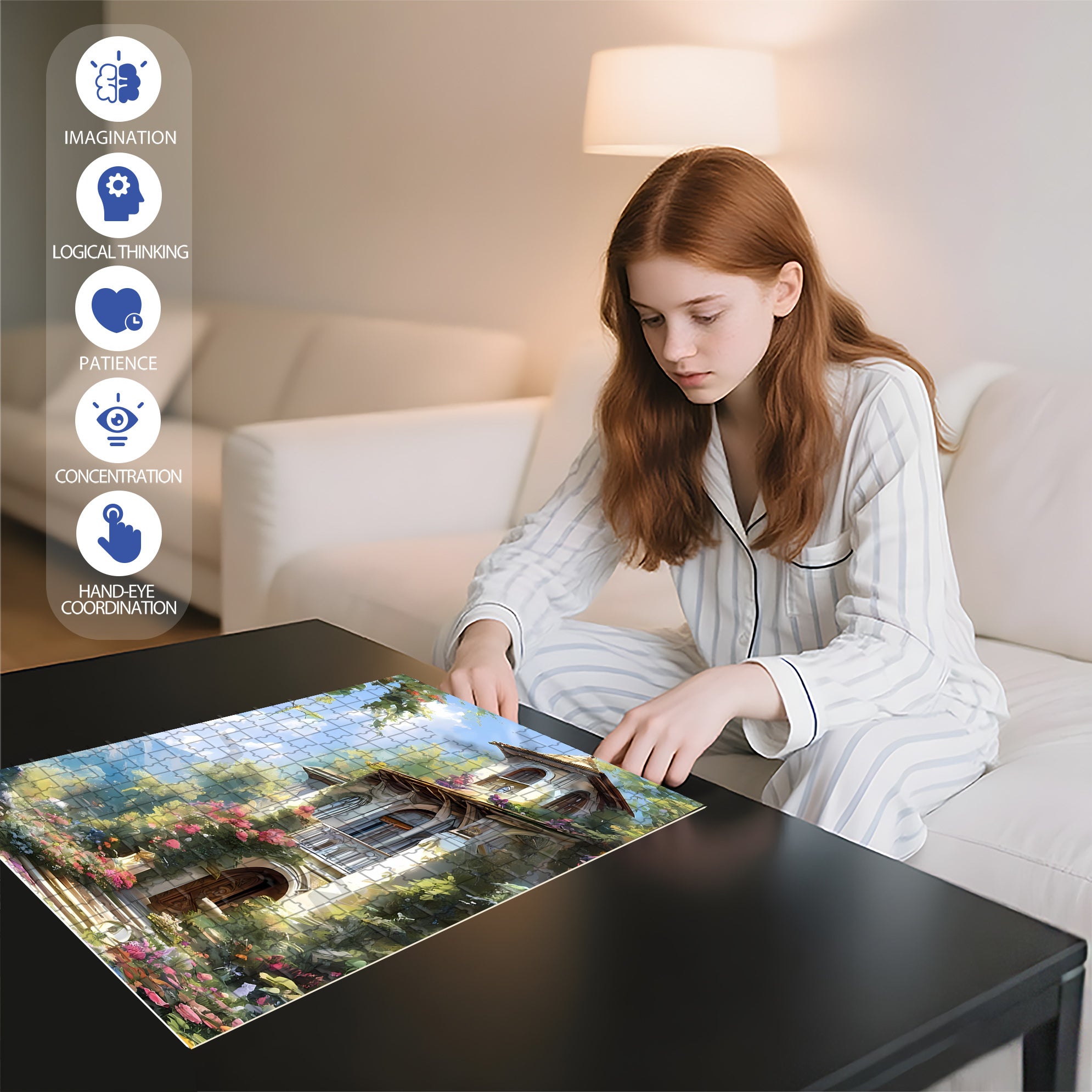 Dream House 500pcs/1000pcs Jigsaw Puzzle, Scratch-Resistant, Interactive Family Game & Brain-Boosting DIY Decor, Perfect for Halloween, Christmas & New Year Gifts, Family Puzzle Game