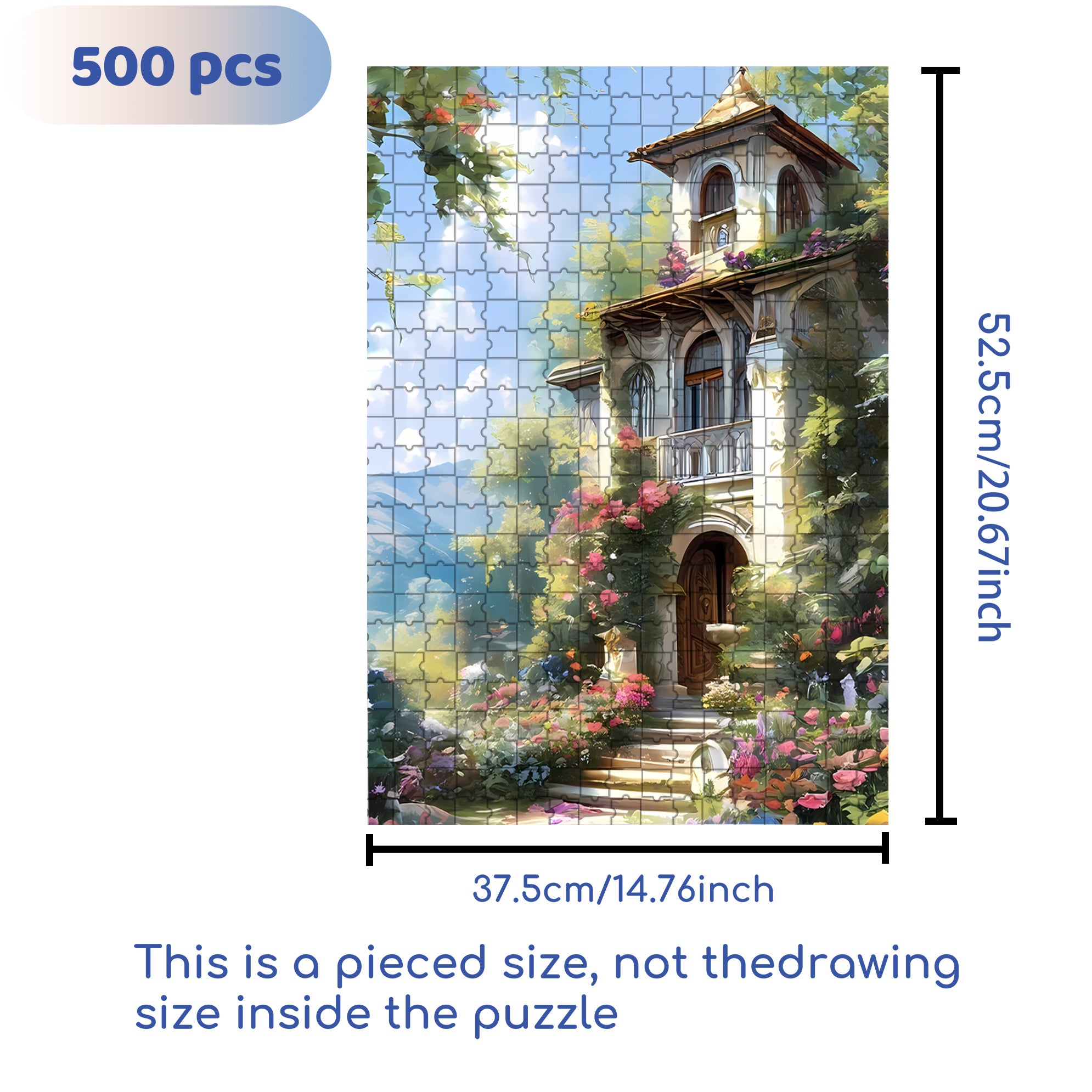 Dream House 500pcs/1000pcs Jigsaw Puzzle, Scratch-Resistant, Interactive Family Game & Brain-Boosting DIY Decor, Perfect for Halloween, Christmas & New Year Gifts, Family Puzzle Game