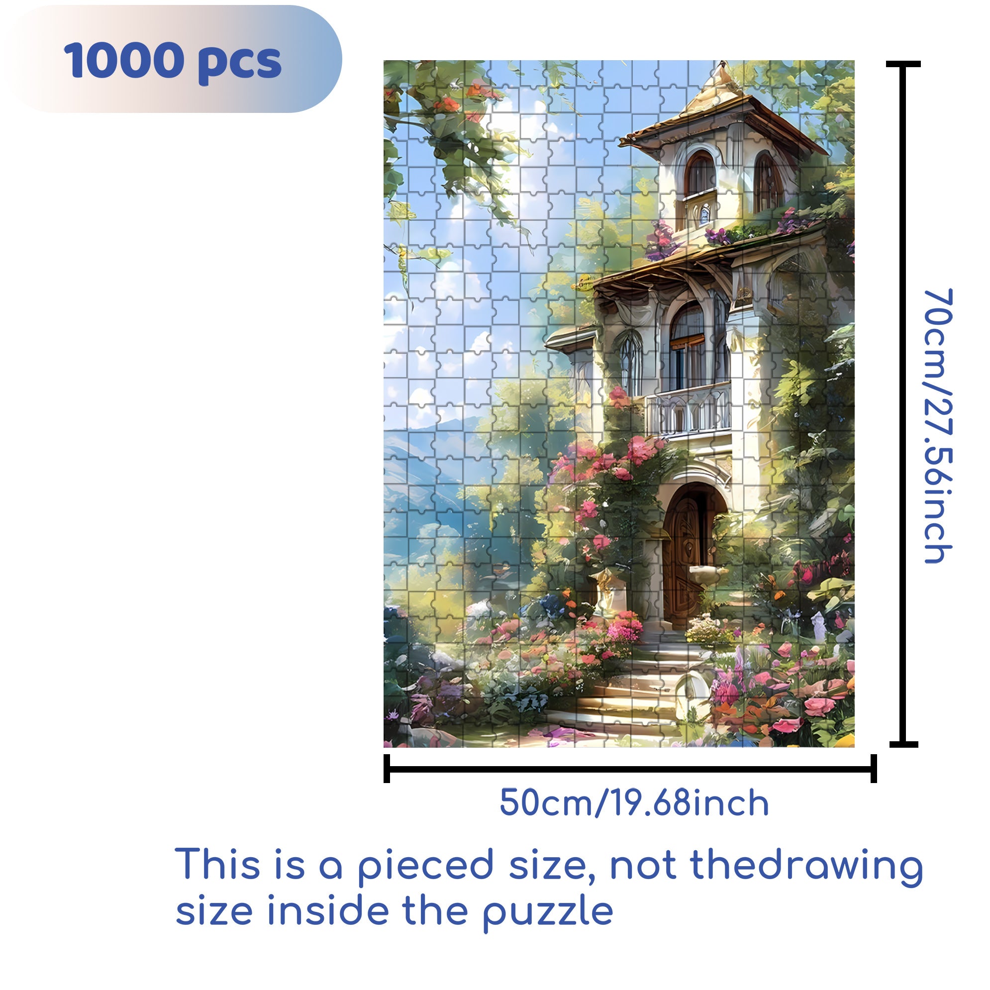 Dream House 500pcs/1000pcs Jigsaw Puzzle, Scratch-Resistant, Interactive Family Game & Brain-Boosting DIY Decor, Perfect for Halloween, Christmas & New Year Gifts, Family Puzzle Game