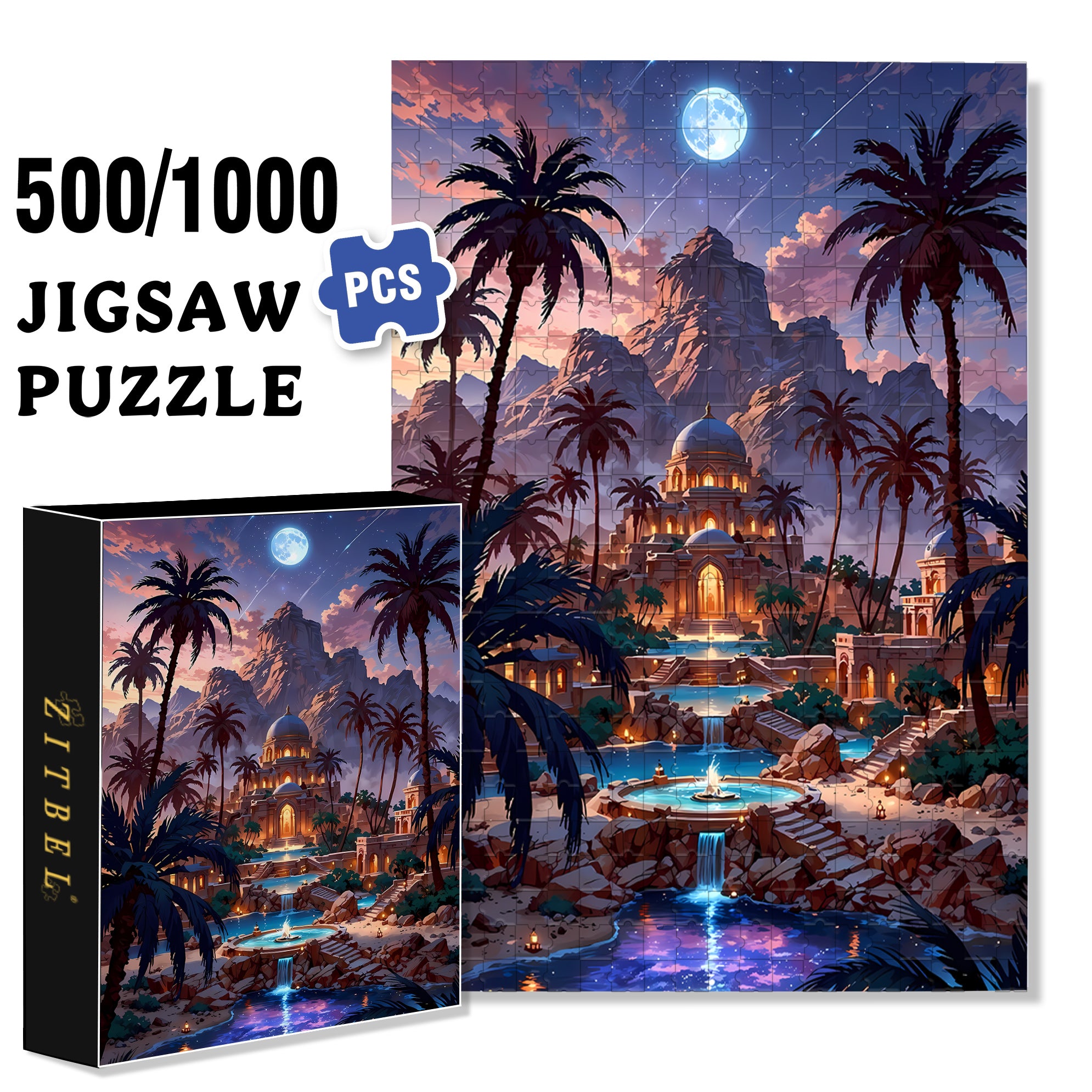 Evening 500pcs/1000pcs Jigsaw Puzzle, Scratch-Resistant, Interactive Family Game & Brain-Boosting DIY Decor, Perfect for Halloween, Christmas & New Year Gifts, Family Puzzle Game