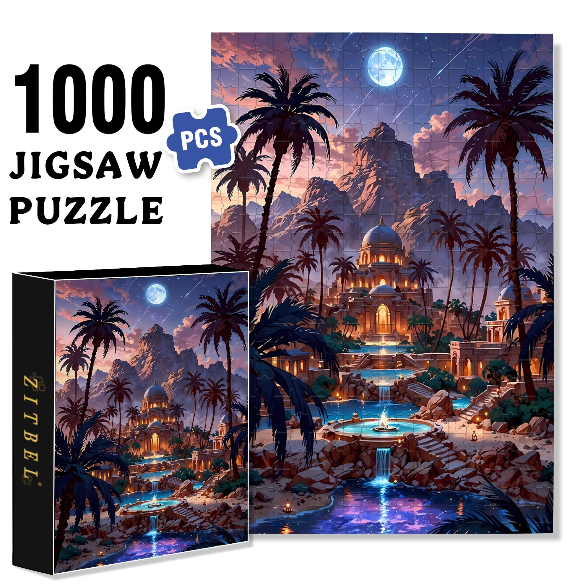 Evening 500pcs/1000pcs Jigsaw Puzzle, Scratch-Resistant, Interactive Family Game & Brain-Boosting DIY Decor, Perfect for Halloween, Christmas & New Year Gifts, Family Puzzle Game