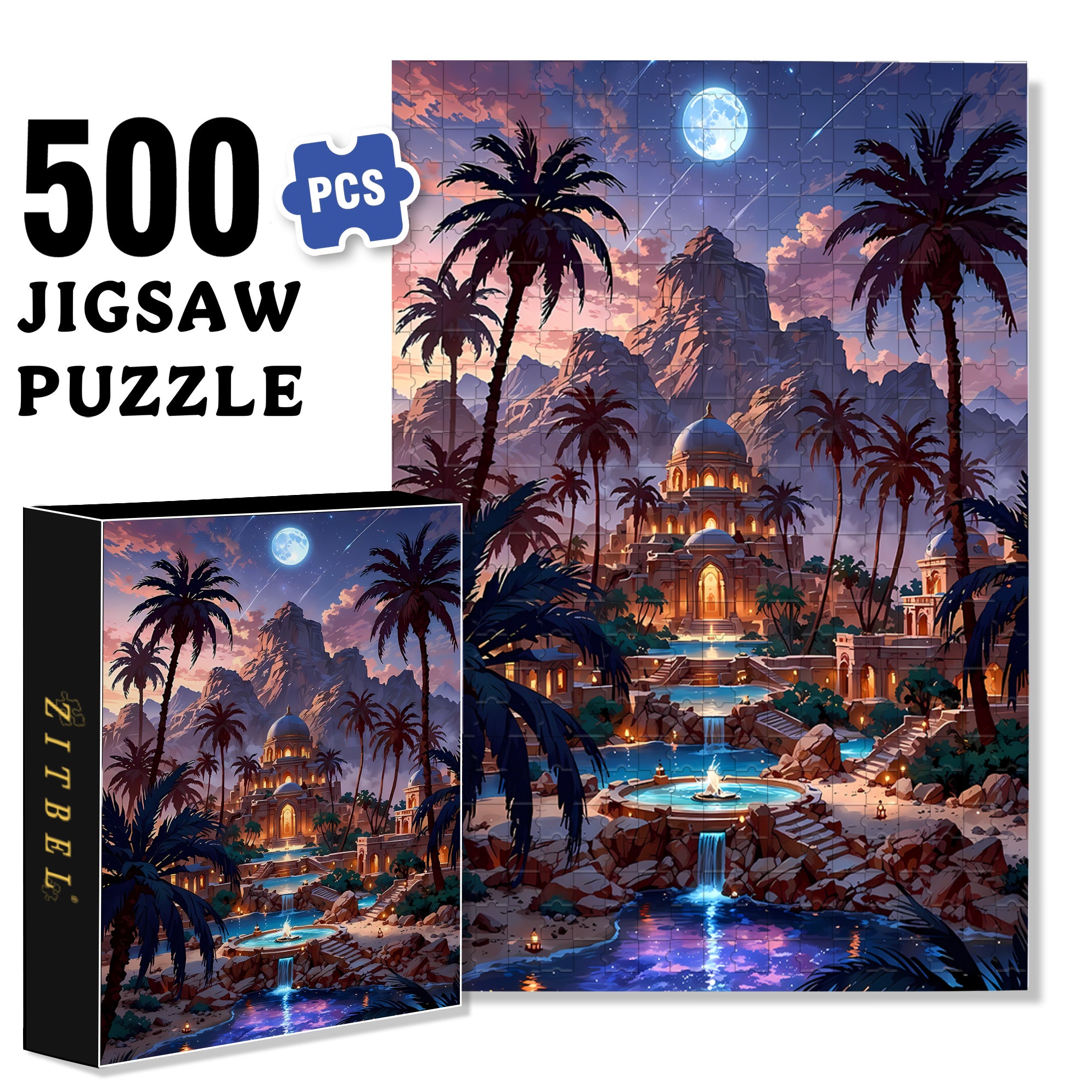 Evening 500pcs/1000pcs Jigsaw Puzzle, Scratch-Resistant, Interactive Family Game & Brain-Boosting DIY Decor, Perfect for Halloween, Christmas & New Year Gifts, Family Puzzle Game