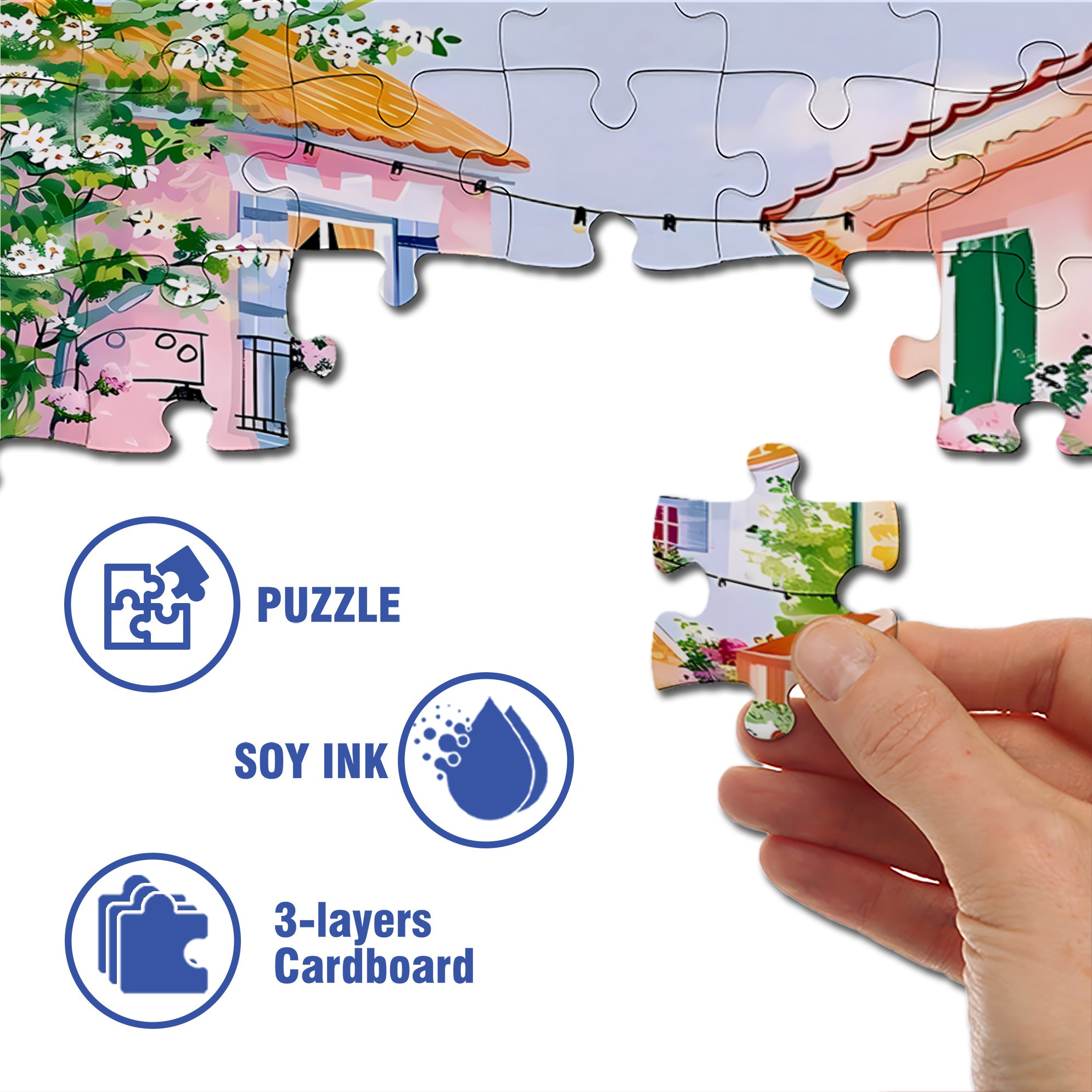 Fashion Town 500pcs/1000pcs Jigsaw Puzzle, Scratch-Resistant, Interactive Family Game & Brain-Boosting DIY Decor, Perfect for Halloween, Christmas & New Year Gifts, Family Puzzle Game