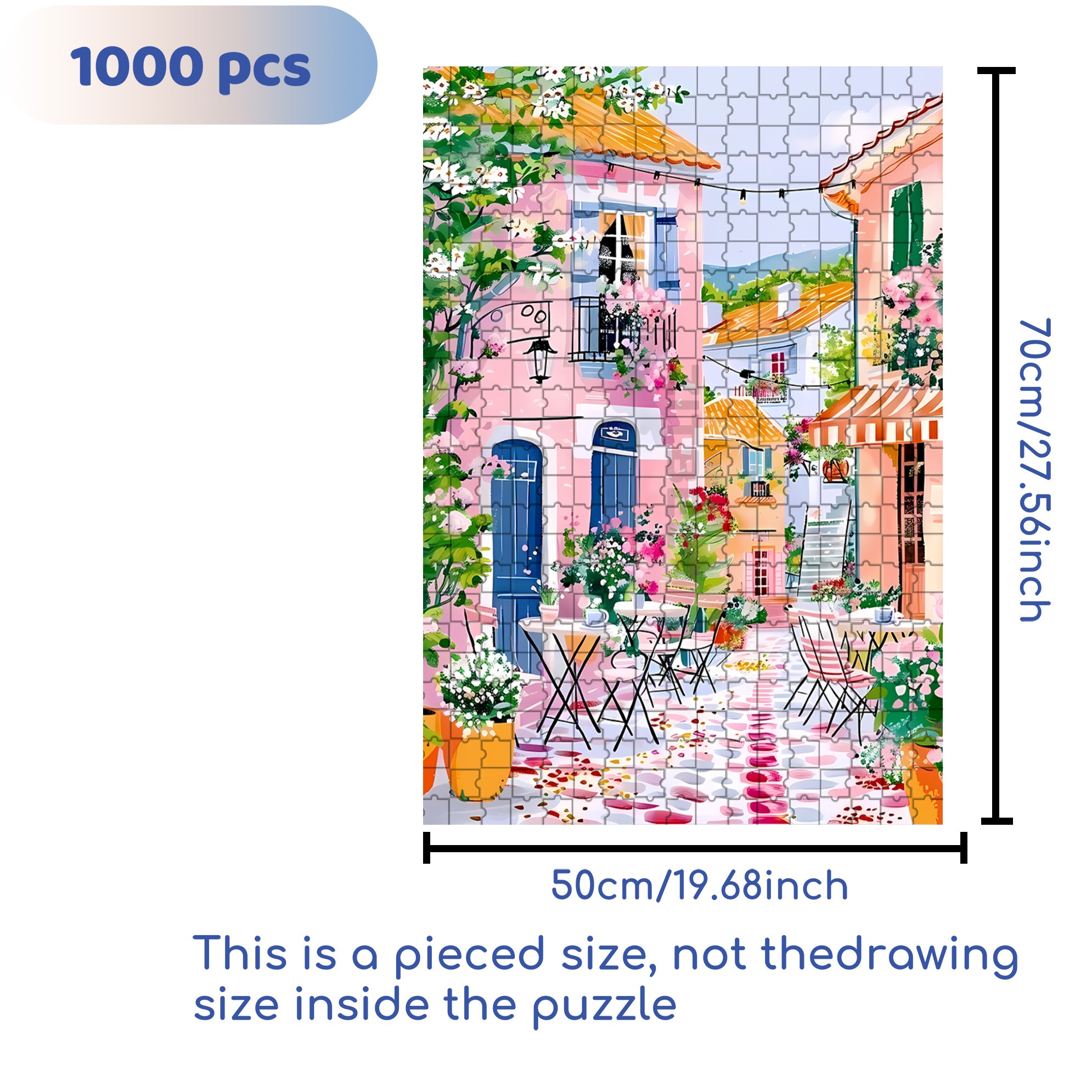 Fashion Town 500pcs/1000pcs Jigsaw Puzzle, Scratch-Resistant, Interactive Family Game & Brain-Boosting DIY Decor, Perfect for Halloween, Christmas & New Year Gifts, Family Puzzle Game