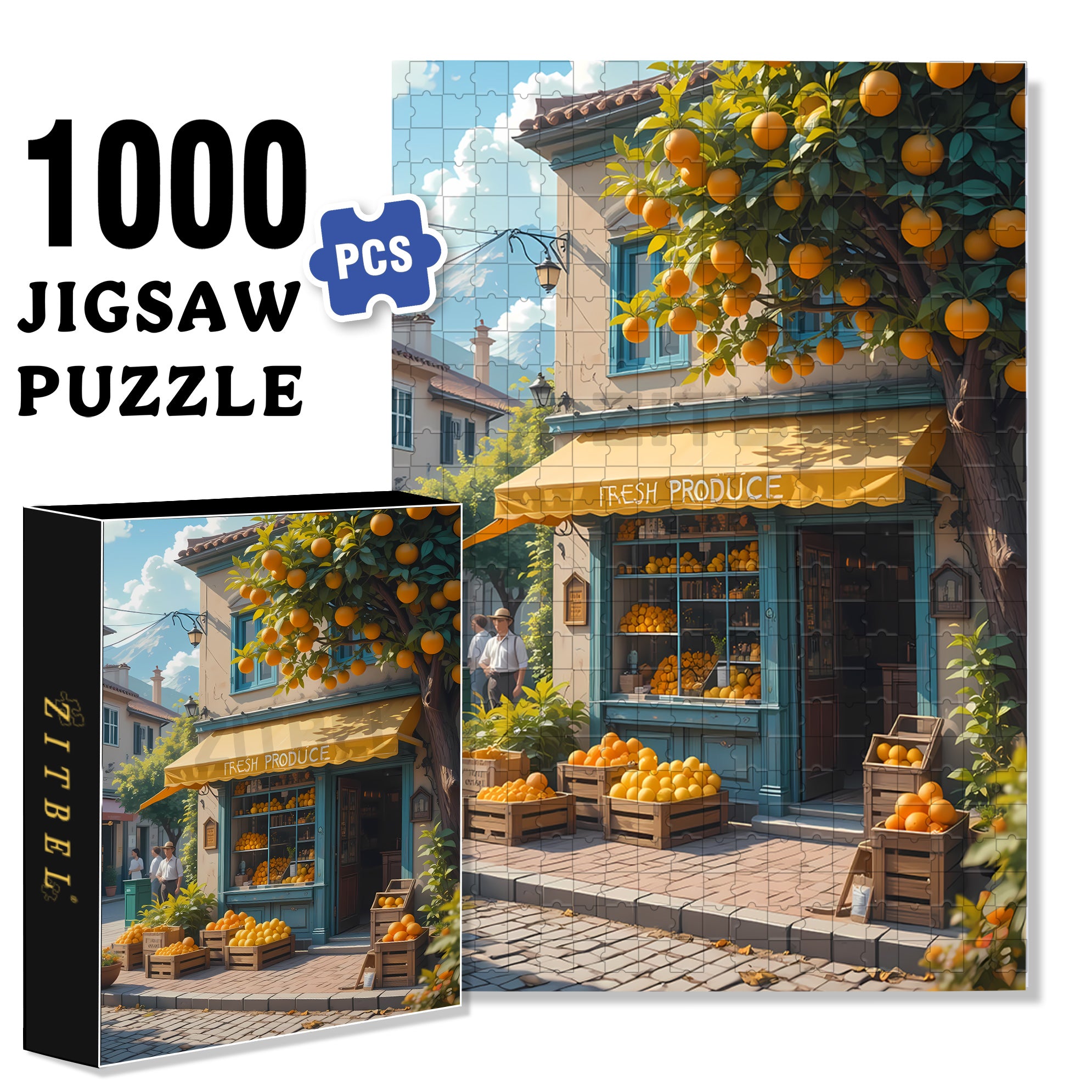 Fresh Produce 500pcs/1000pcs Jigsaw Puzzle, Scratch-Resistant, Interactive Family Game & Brain-Boosting DIY Decor, Perfect for Halloween, Christmas & New Year Gifts, Family Puzzle Game
