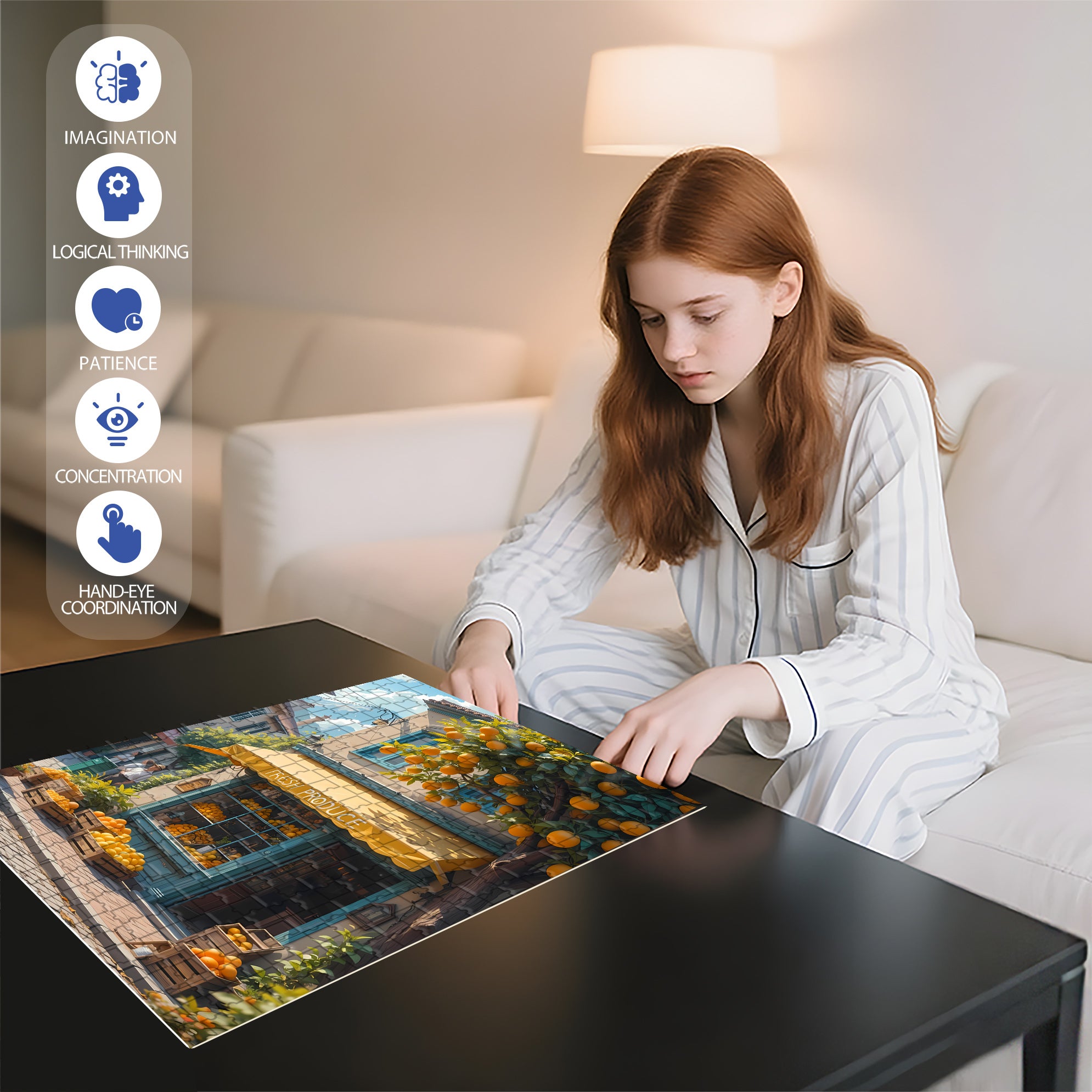 Fresh Produce 500pcs/1000pcs Jigsaw Puzzle, Scratch-Resistant, Interactive Family Game & Brain-Boosting DIY Decor, Perfect for Halloween, Christmas & New Year Gifts, Family Puzzle Game