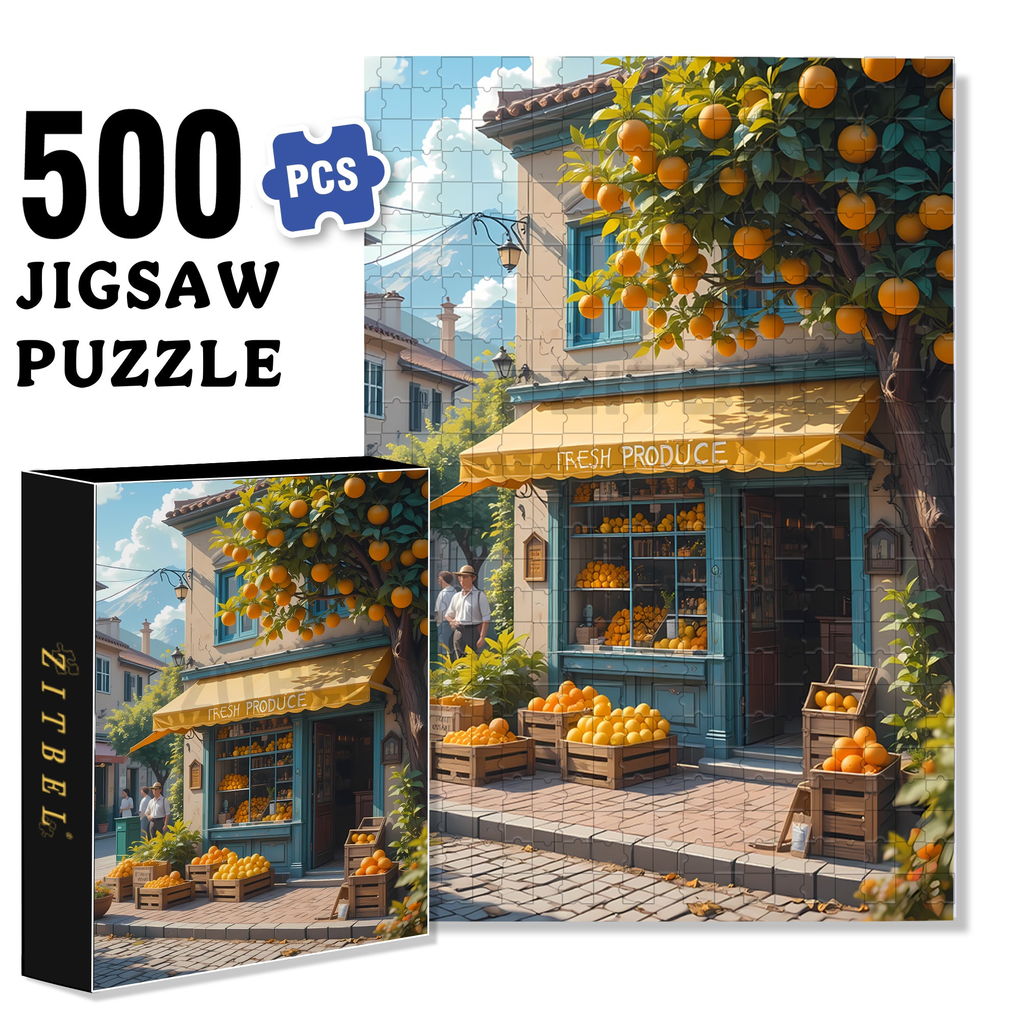Fresh Produce 500pcs/1000pcs Jigsaw Puzzle, Scratch-Resistant, Interactive Family Game & Brain-Boosting DIY Decor, Perfect for Halloween, Christmas & New Year Gifts, Family Puzzle Game