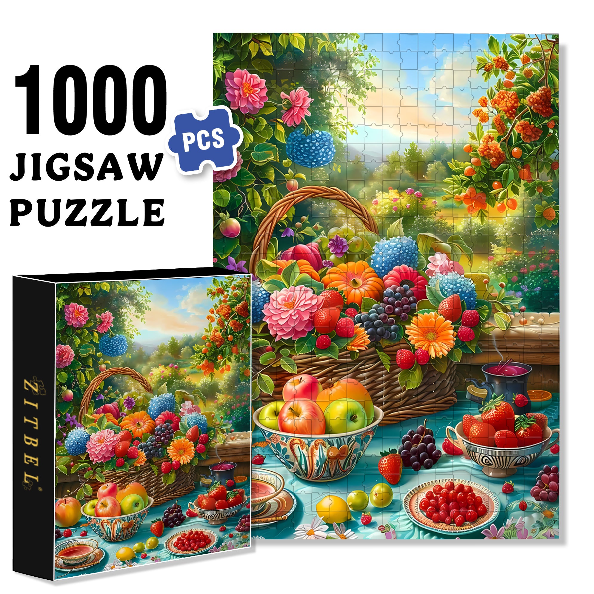Fruity Aroma 500pcs/1000pcs Jigsaw Puzzle, Scratch-Resistant, Interactive Family Game & Brain-Boosting DIY Decor, Perfect for Halloween, Christmas & New Year Gifts, Family Puzzle Game