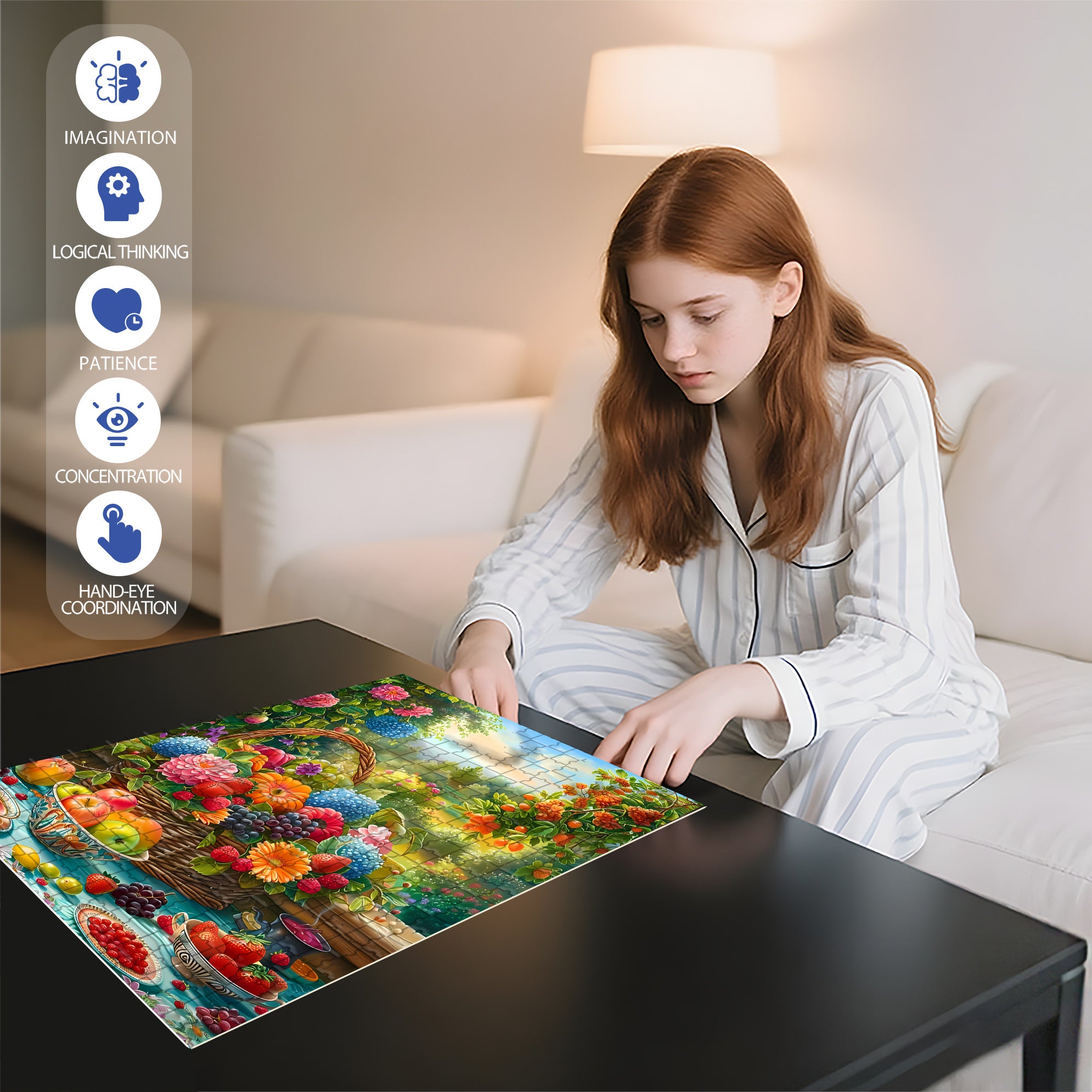 Fruity Aroma 500pcs/1000pcs Jigsaw Puzzle, Scratch-Resistant, Interactive Family Game & Brain-Boosting DIY Decor, Perfect for Halloween, Christmas & New Year Gifts, Family Puzzle Game