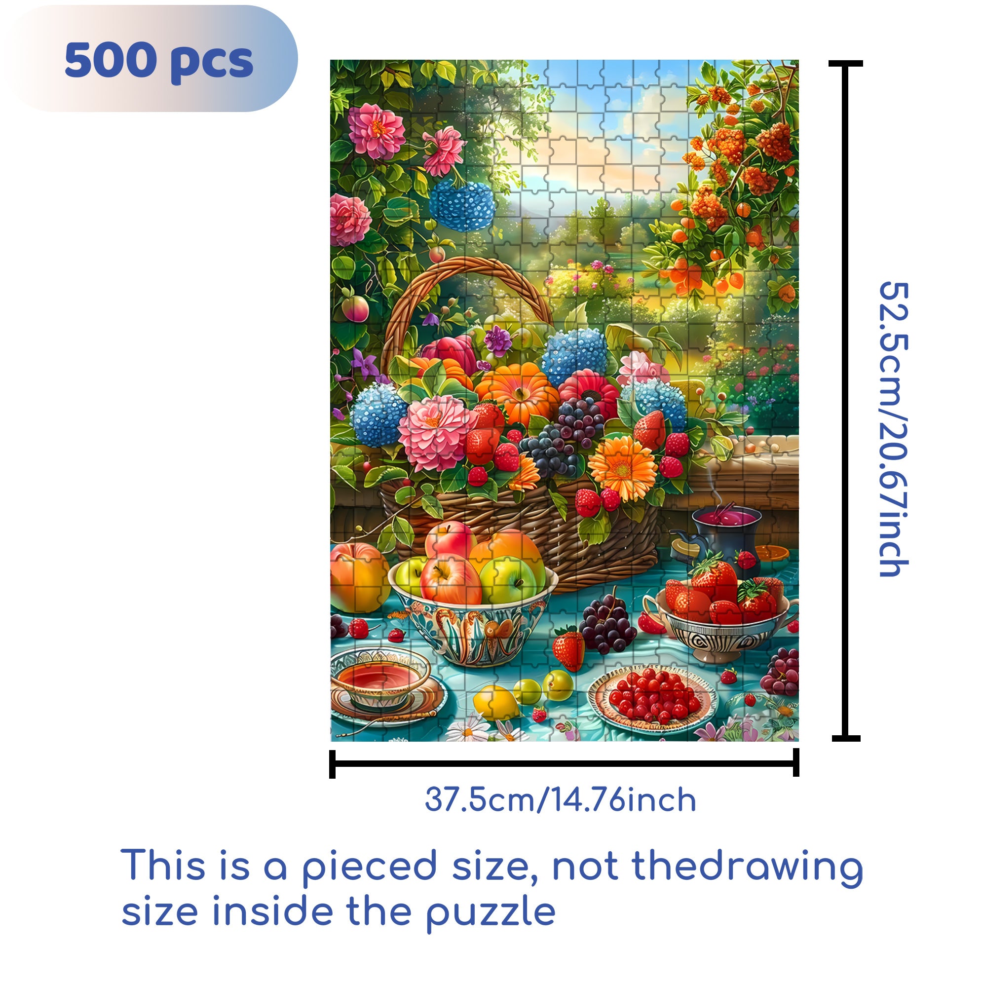 Fruity Aroma 500pcs/1000pcs Jigsaw Puzzle, Scratch-Resistant, Interactive Family Game & Brain-Boosting DIY Decor, Perfect for Halloween, Christmas & New Year Gifts, Family Puzzle Game