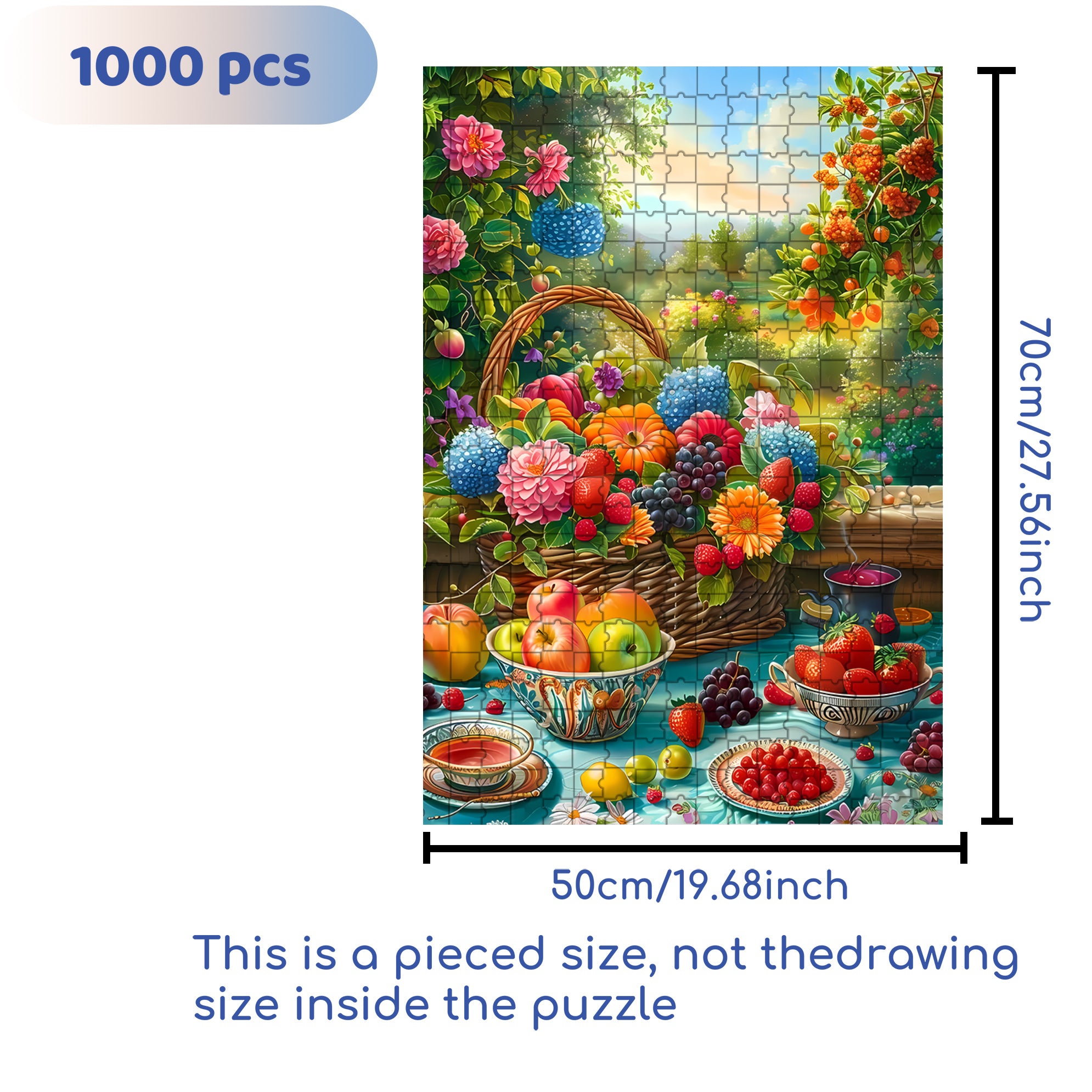 Fruity Aroma 500pcs/1000pcs Jigsaw Puzzle, Scratch-Resistant, Interactive Family Game & Brain-Boosting DIY Decor, Perfect for Halloween, Christmas & New Year Gifts, Family Puzzle Game