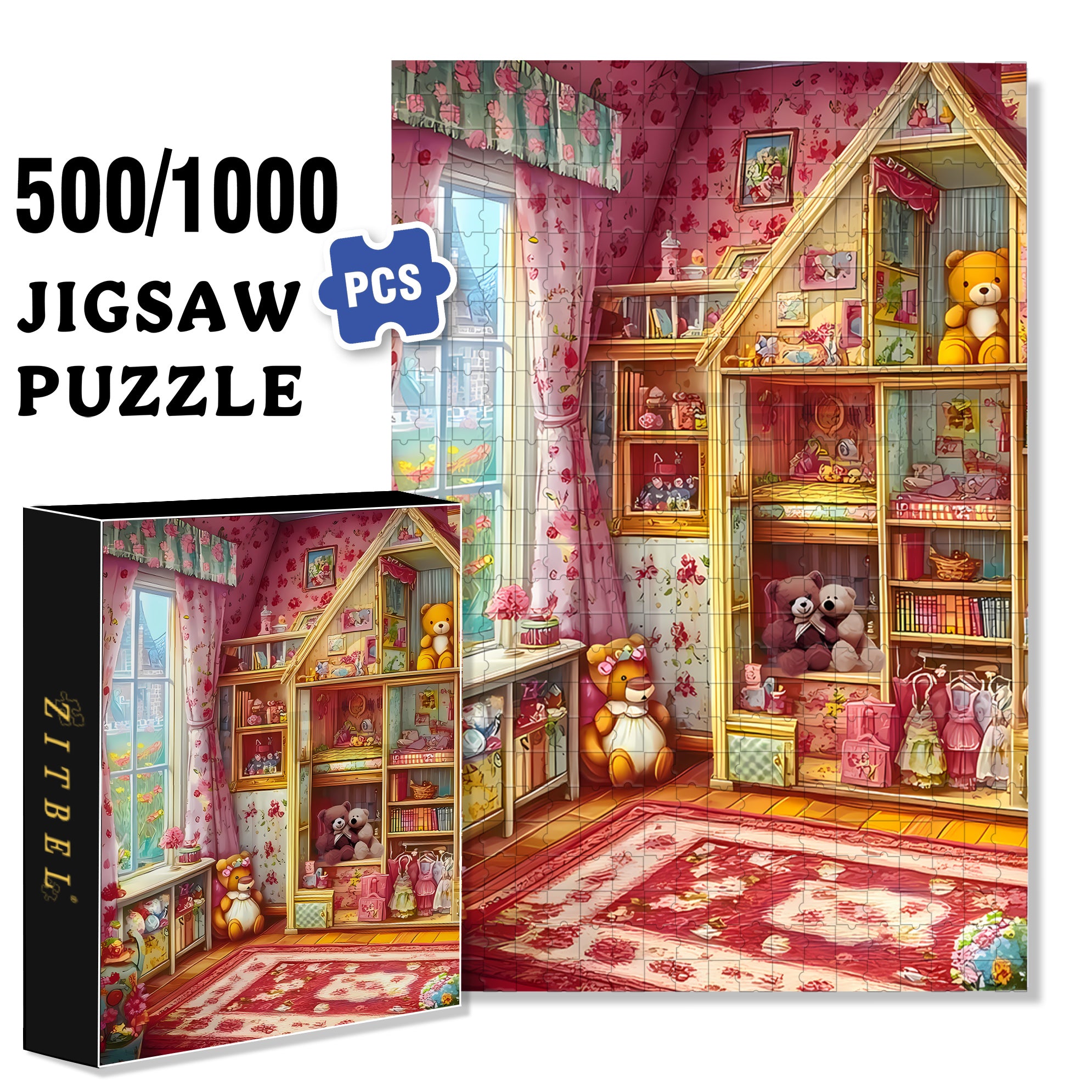 Girls' Room 500pcs/1000pcs Jigsaw Puzzle, Scratch-Resistant, Interactive Family Game & Brain-Boosting DIY Decor, Perfect for Halloween, Christmas & New Year Gifts, Family Puzzle Game