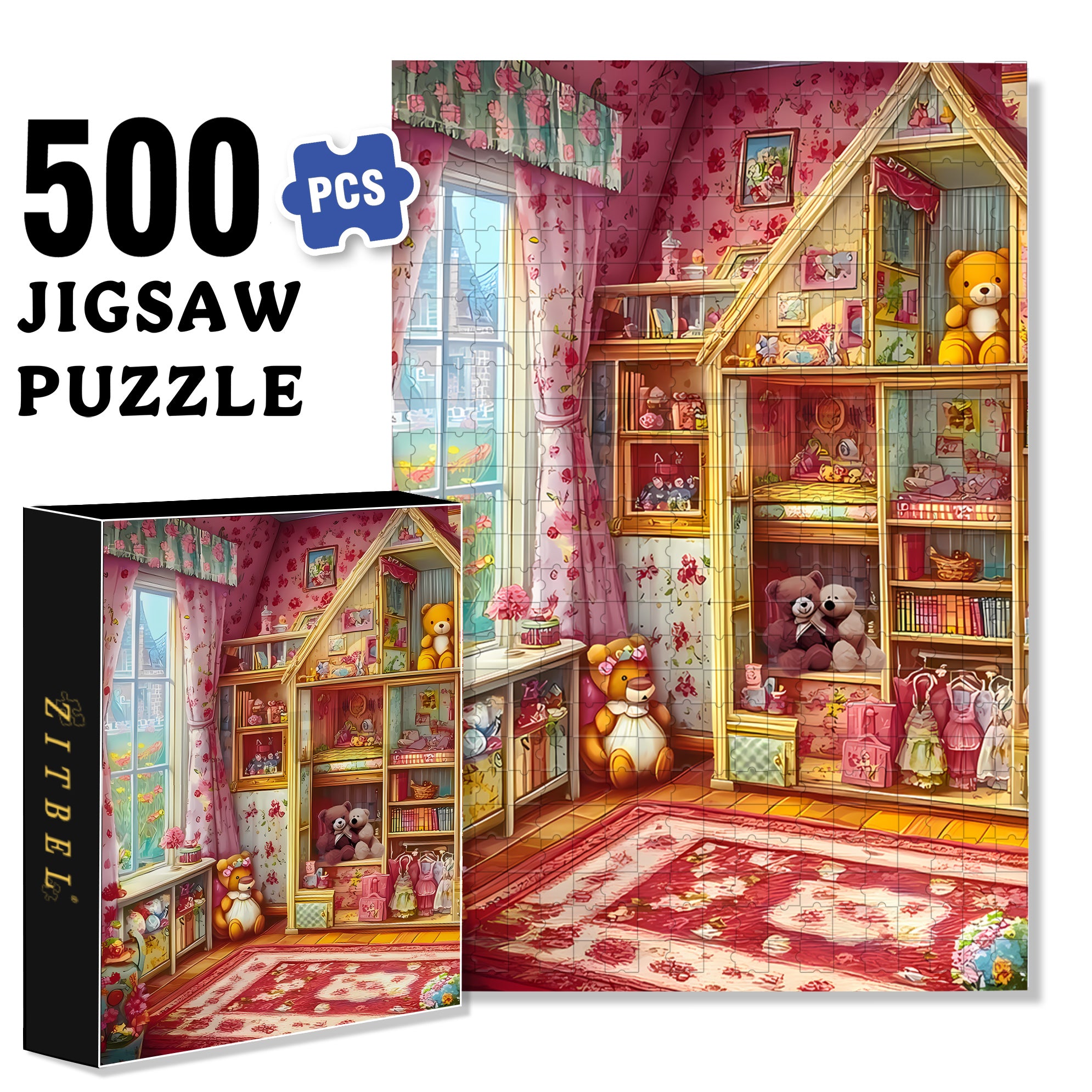Girls' Room 500pcs/1000pcs Jigsaw Puzzle, Scratch-Resistant, Interactive Family Game & Brain-Boosting DIY Decor, Perfect for Halloween, Christmas & New Year Gifts, Family Puzzle Game