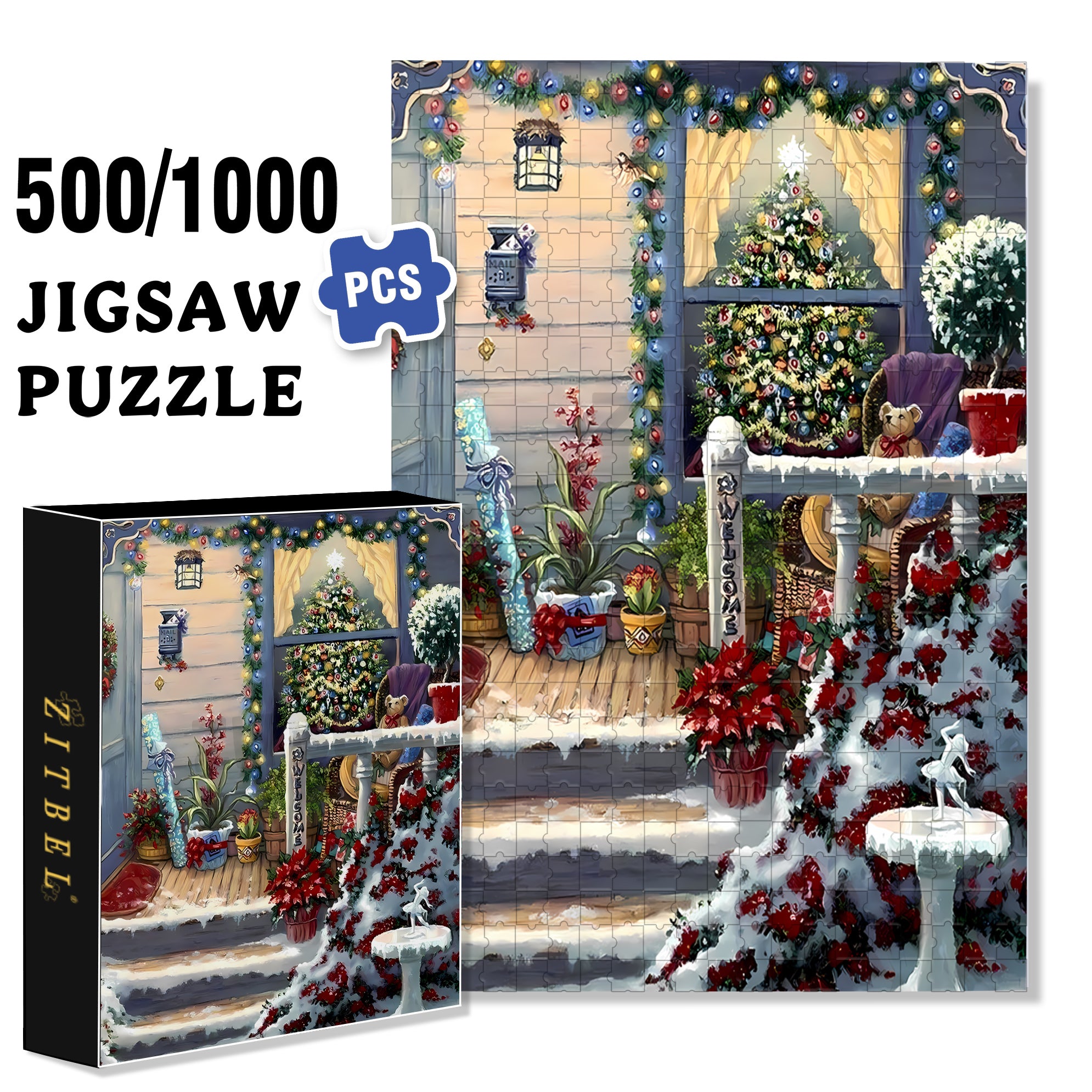 Great Atmosphere 500pcs/1000pcs Jigsaw Puzzle, Scratch-Resistant, Interactive Family Game & Brain-Boosting DIY Decor, Perfect for Halloween, Christmas & New Year Gifts, Family Puzzle Game