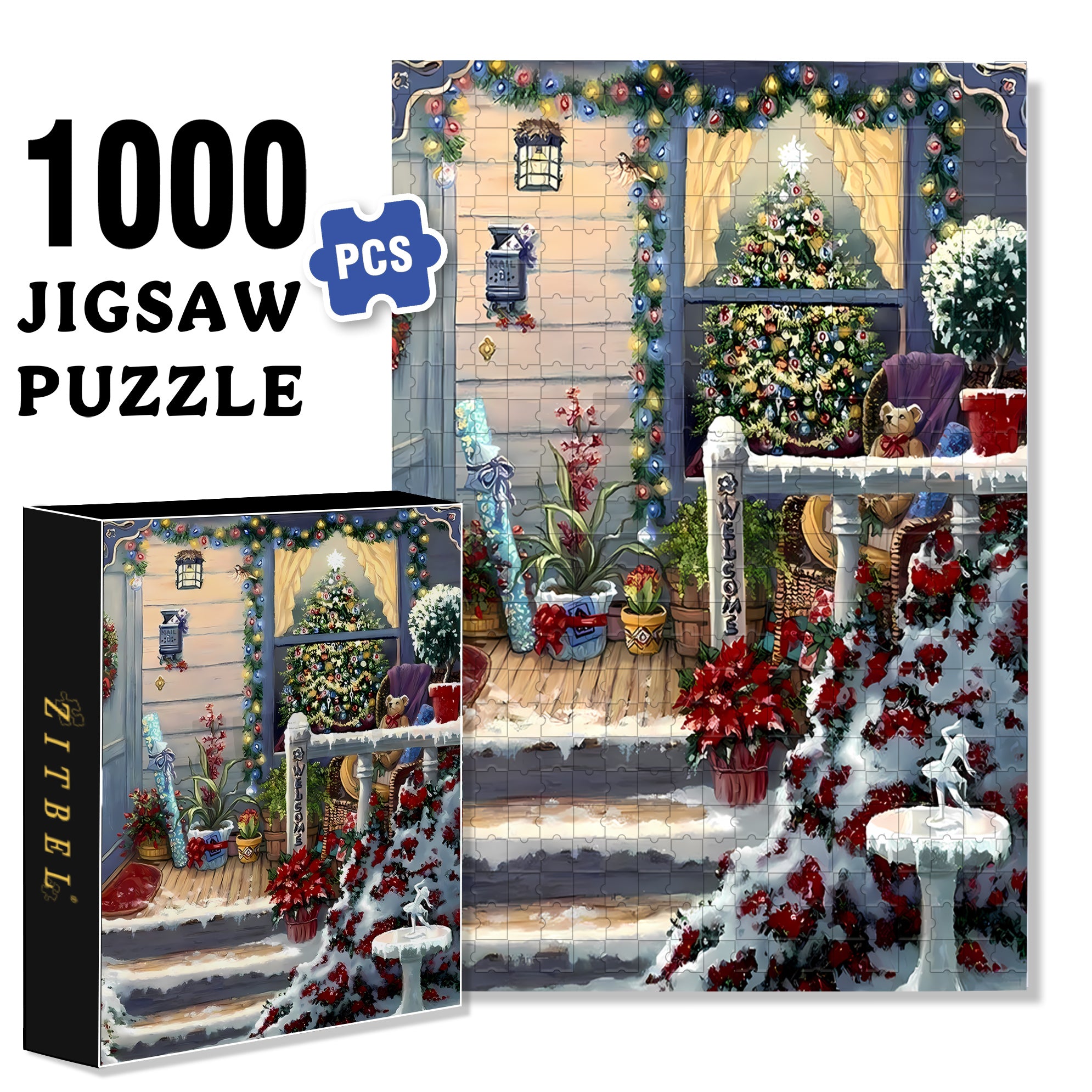 Great Atmosphere 500pcs/1000pcs Jigsaw Puzzle, Scratch-Resistant, Interactive Family Game & Brain-Boosting DIY Decor, Perfect for Halloween, Christmas & New Year Gifts, Family Puzzle Game