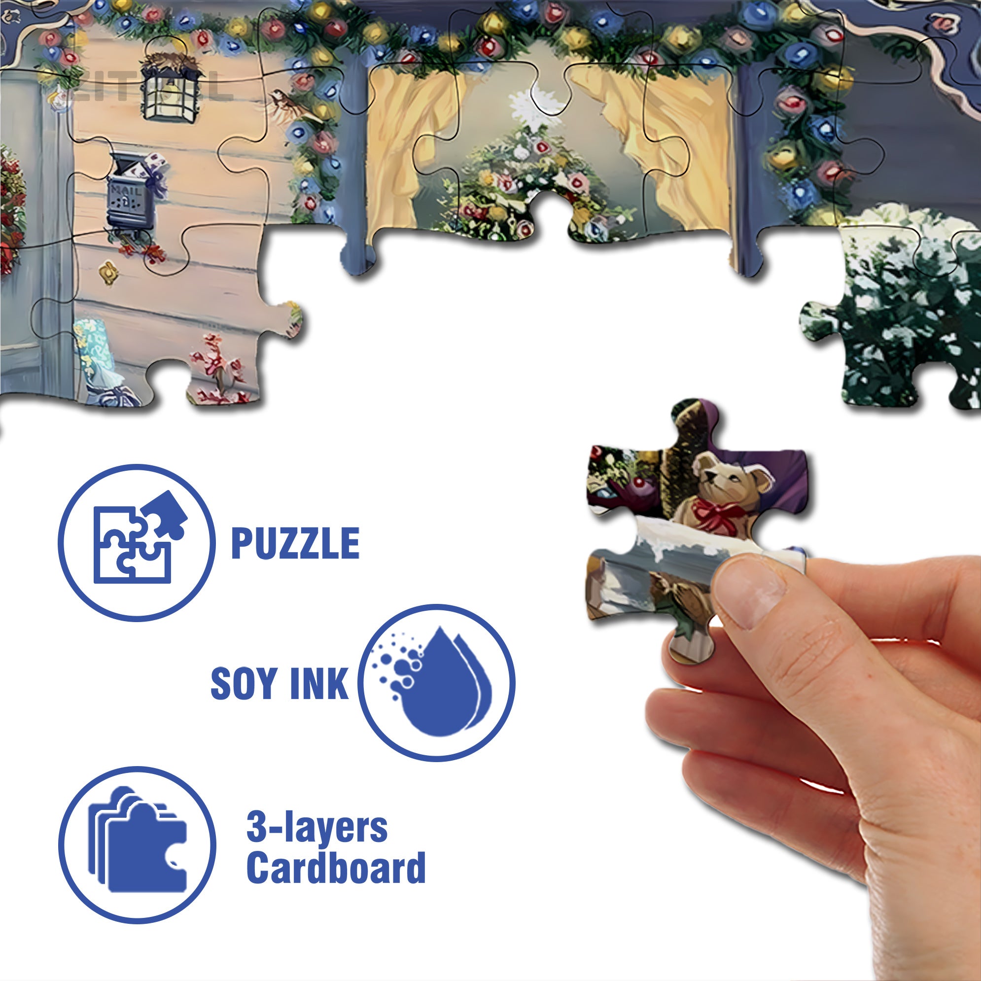Great Atmosphere 500pcs/1000pcs Jigsaw Puzzle, Scratch-Resistant, Interactive Family Game & Brain-Boosting DIY Decor, Perfect for Halloween, Christmas & New Year Gifts, Family Puzzle Game