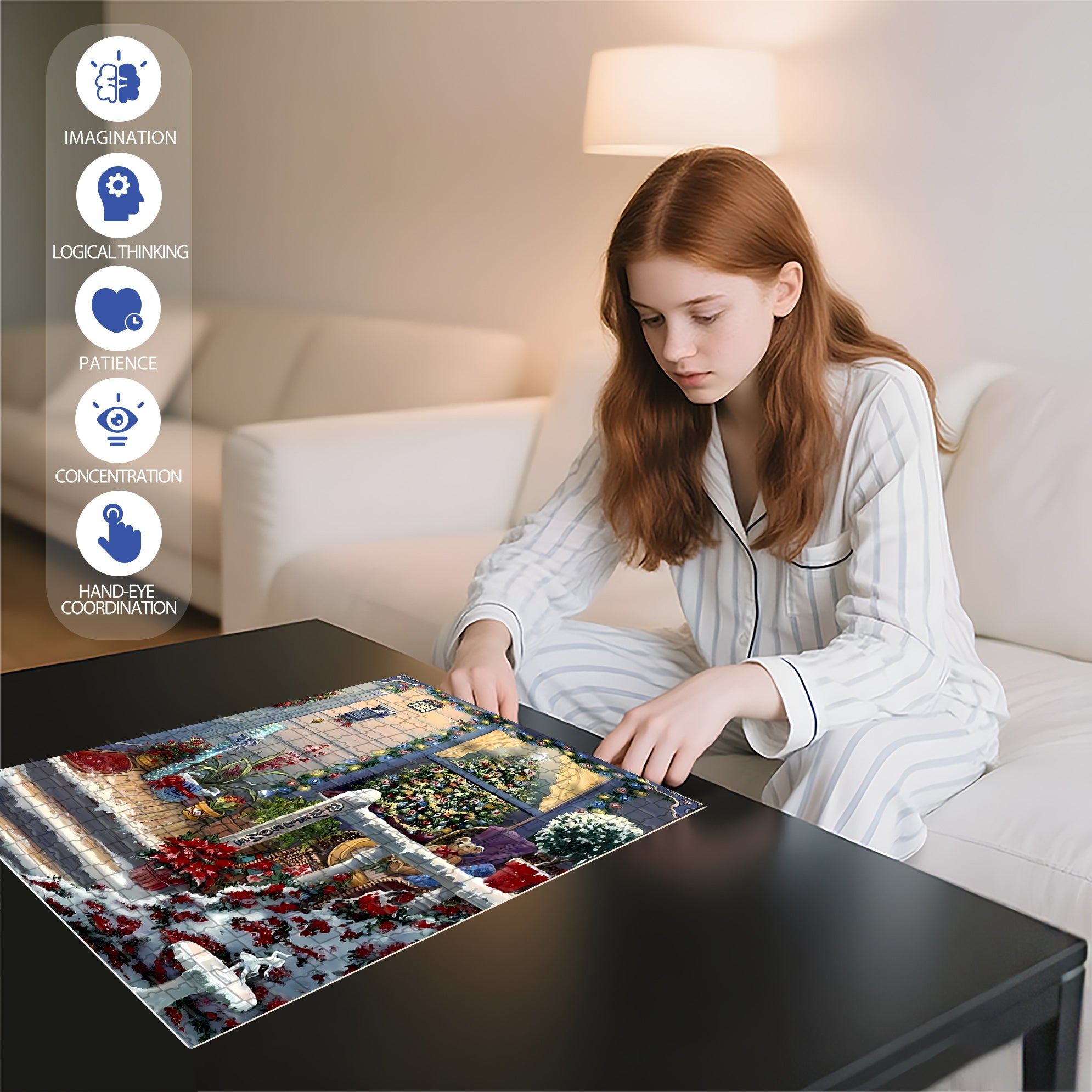 Great Atmosphere 500pcs/1000pcs Jigsaw Puzzle, Scratch-Resistant, Interactive Family Game & Brain-Boosting DIY Decor, Perfect for Halloween, Christmas & New Year Gifts, Family Puzzle Game