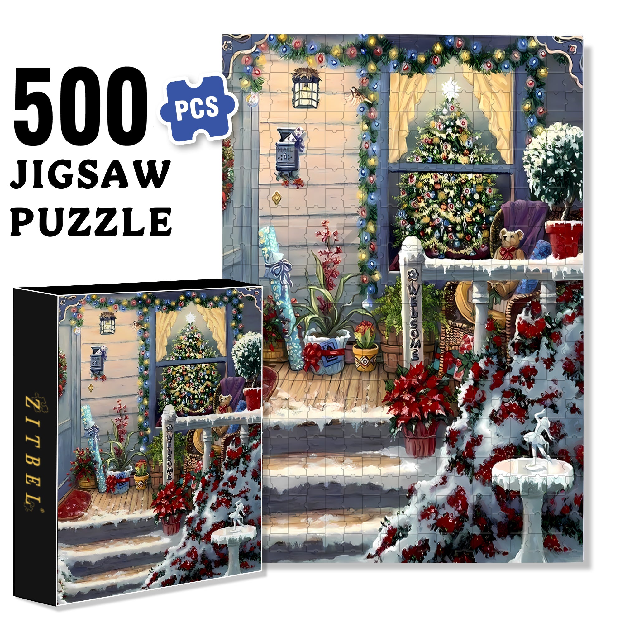 Great Atmosphere 500pcs/1000pcs Jigsaw Puzzle, Scratch-Resistant, Interactive Family Game & Brain-Boosting DIY Decor, Perfect for Halloween, Christmas & New Year Gifts, Family Puzzle Game